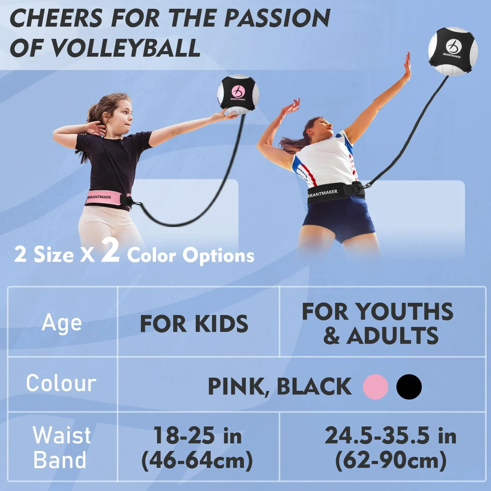 BRANTMAKER Equipo de Entrenamiento de Voleibol, 2 Tamaños, Accesorios, Rosa/Negro