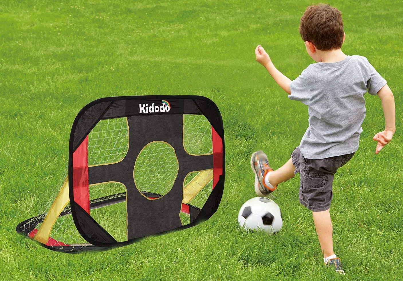 Kidodo Portería de fútbol plegable portátil 100x70x70 cm para niños jardín interior