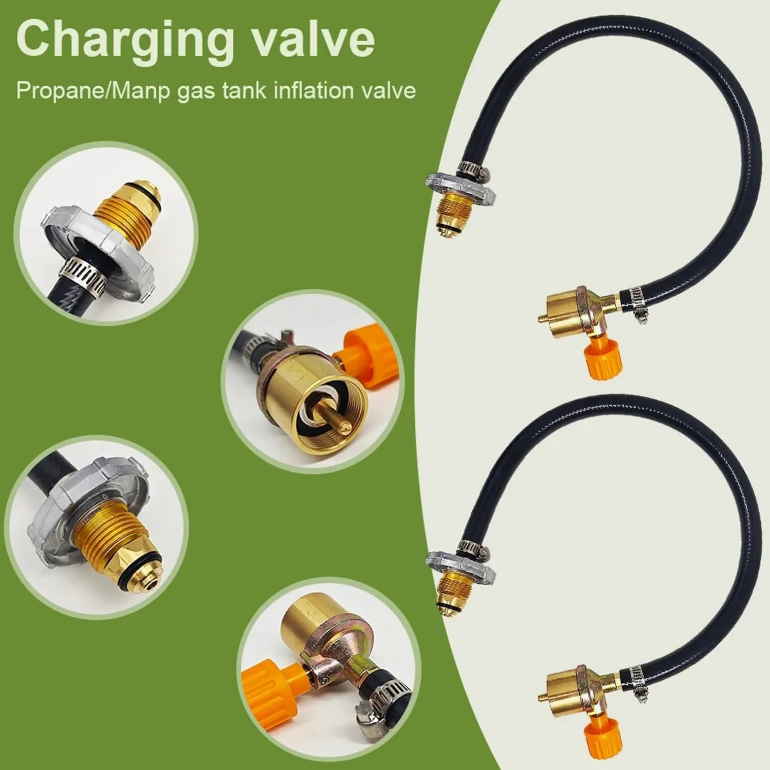 Adaptador de manguera cilíndrica para estufa de gas, adaptador de recarga de propano con manguera de conexión de válvula de control de encendido y apagado