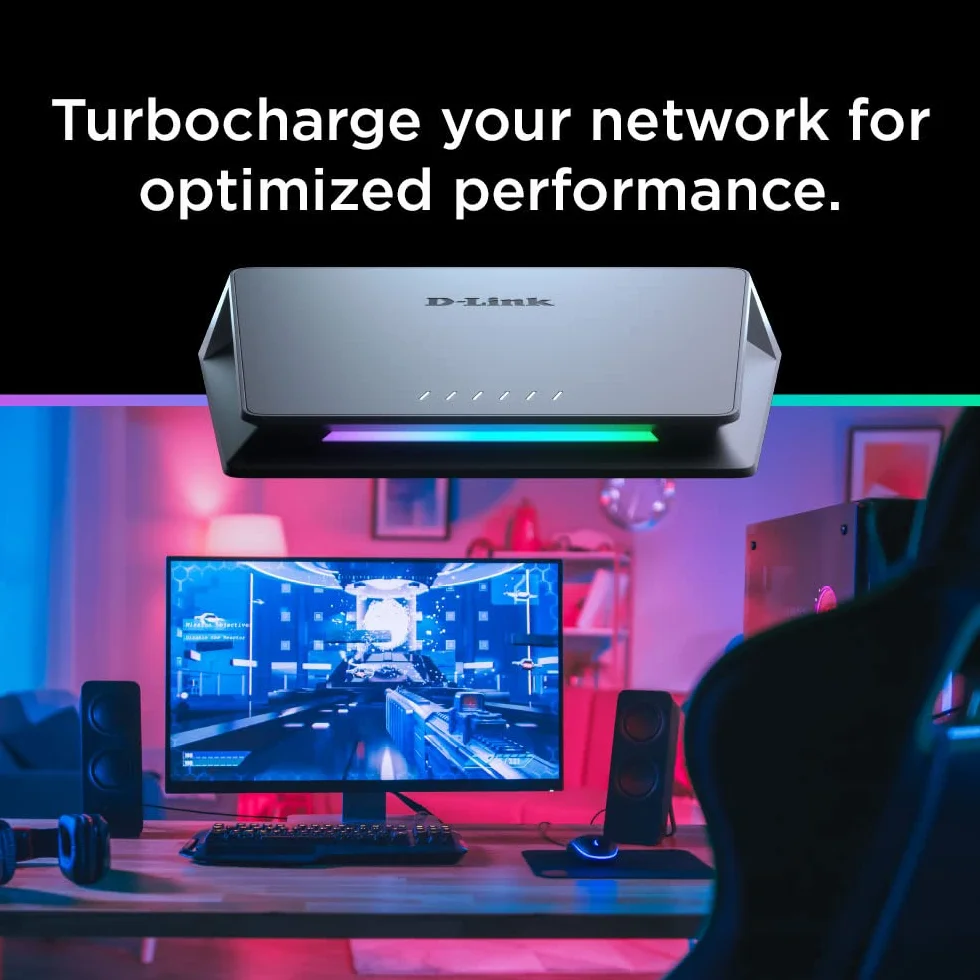 D-Link DMS-106XT Switch Multigigabit Gaming, 5x 2.5 Gigabit LAN, 1x 10 Gigabit LAN, sin gestión, IGMP Snooping