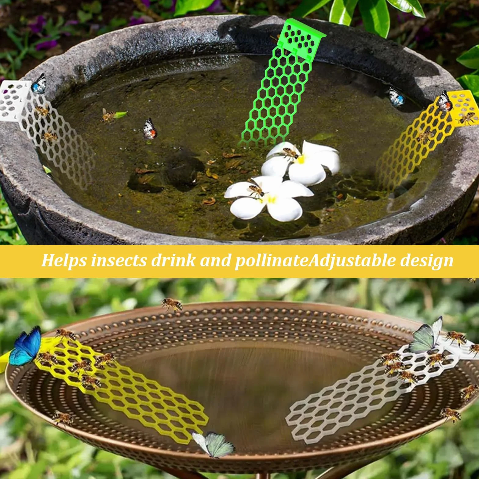 3 Escaleras Flotantes para Abejas - Isla de Colmena Plegable en Plástico | Bebedero Seguro para Polinizadores en Jardines, Huertos y Colmenares (Antiahogamiento)