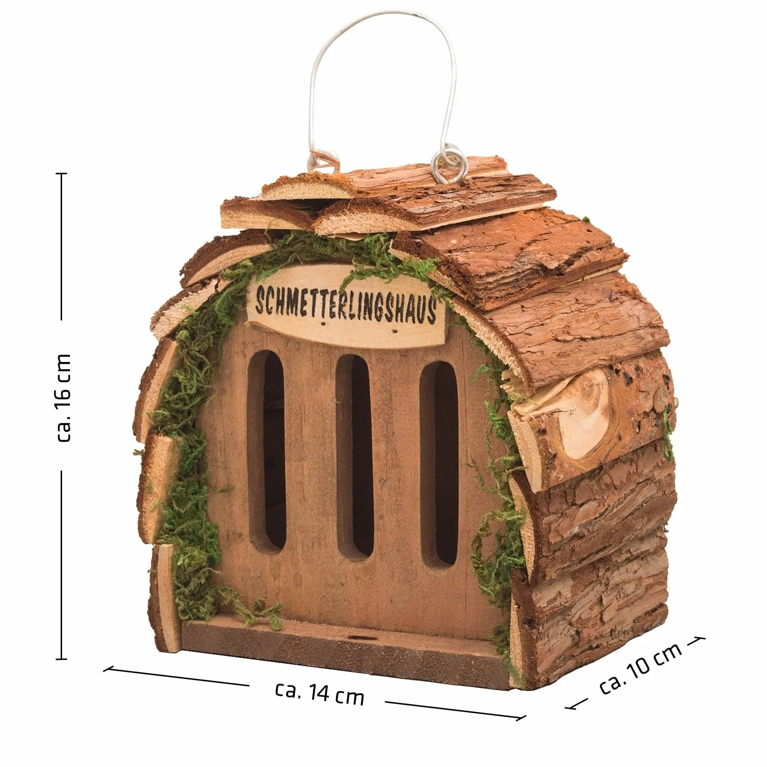 GARDIGO® Casa de Mariposas para Cría y Decoración de Jardín | Hotel para Insectos para Mariposa de Madera para Colgar - 16 x 15,5 x 10 cm