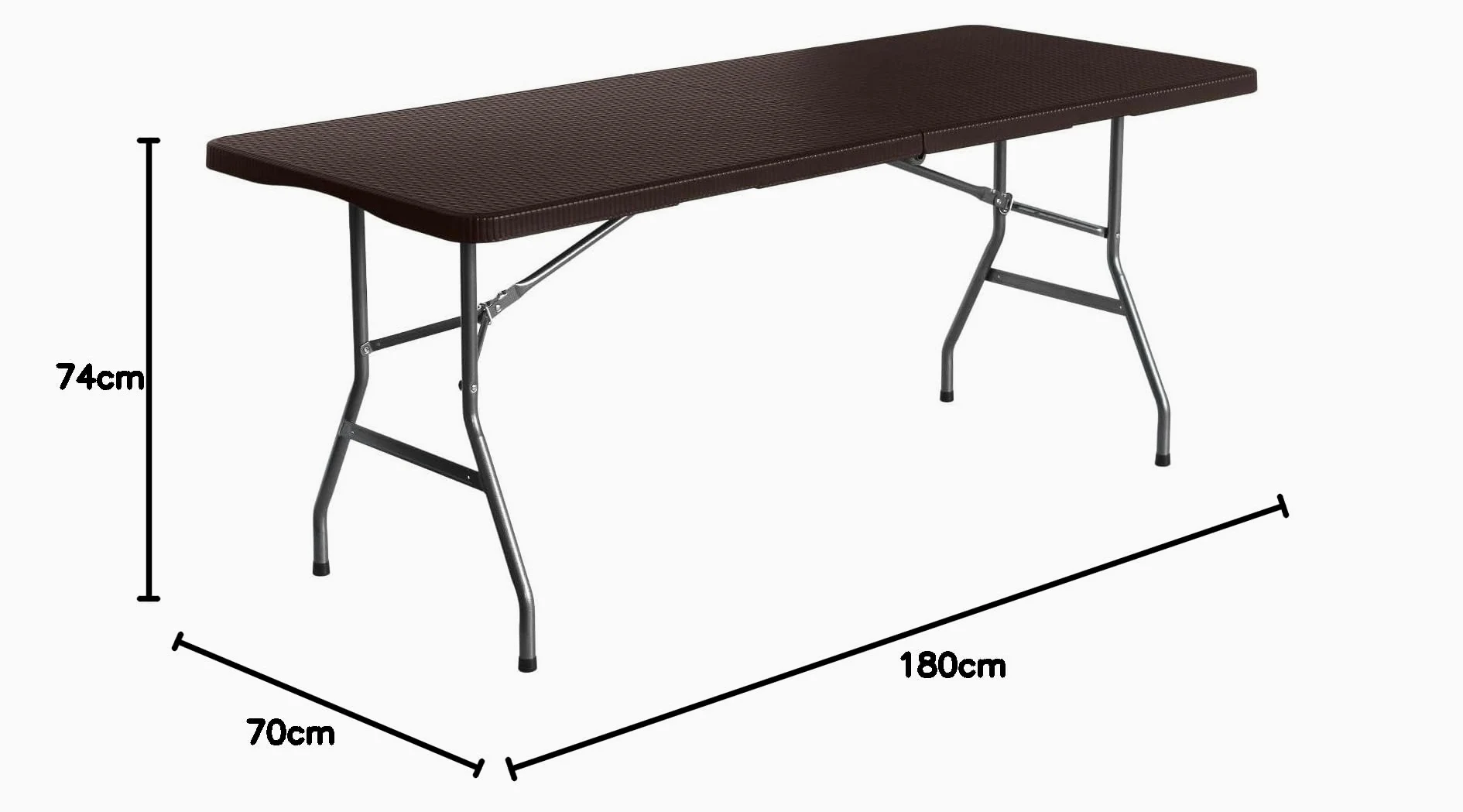 THINIA HOME Mesa Plegable Rectangular Efecto Ratán 180x74x74cm