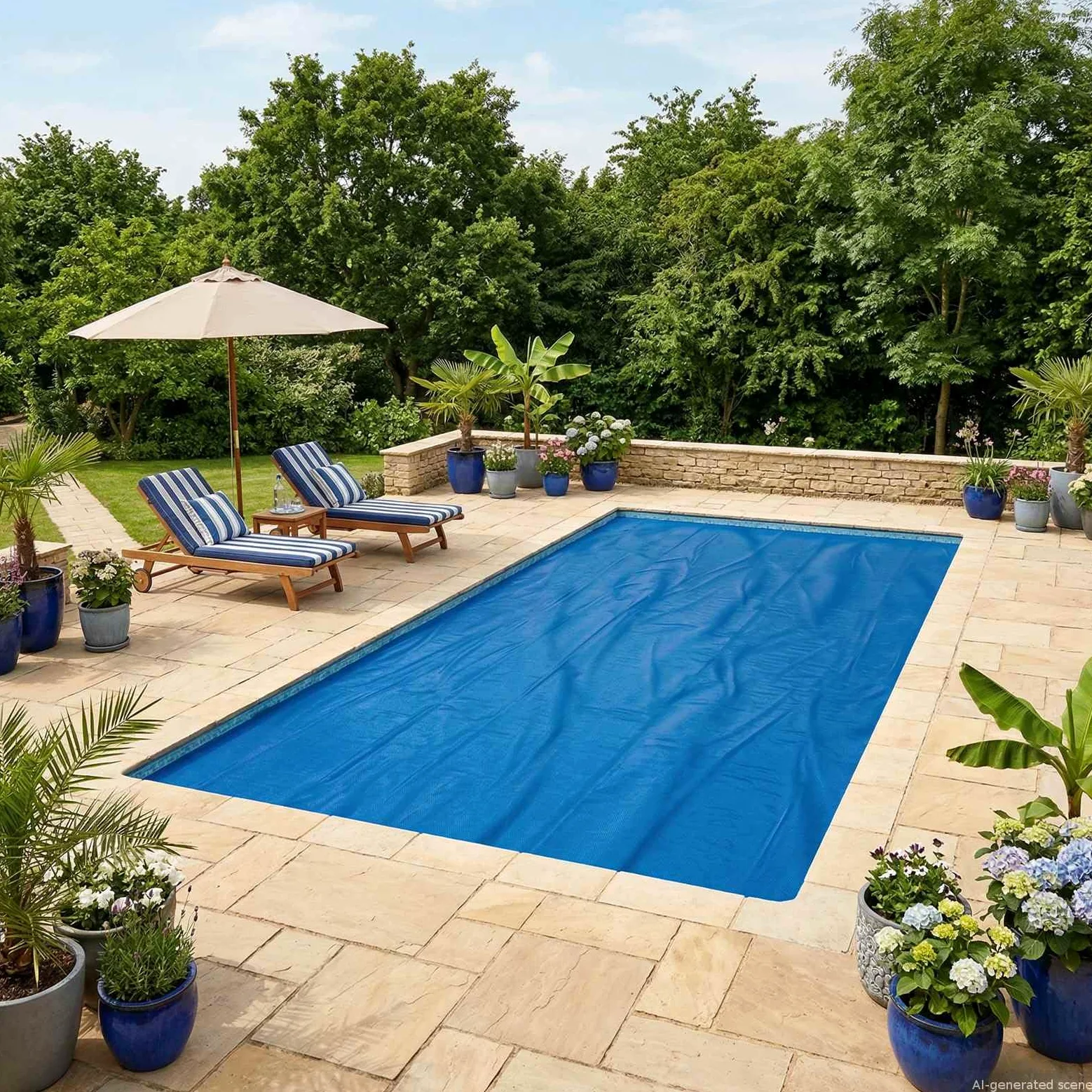 Cubierta solar de piscina 1000 x 500 cm, cuadrada, de polietileno, con cámaras de aire, resistente a los rayos UV, impermeable, aislante, resistente al invierno, para piscina, jacuzzi