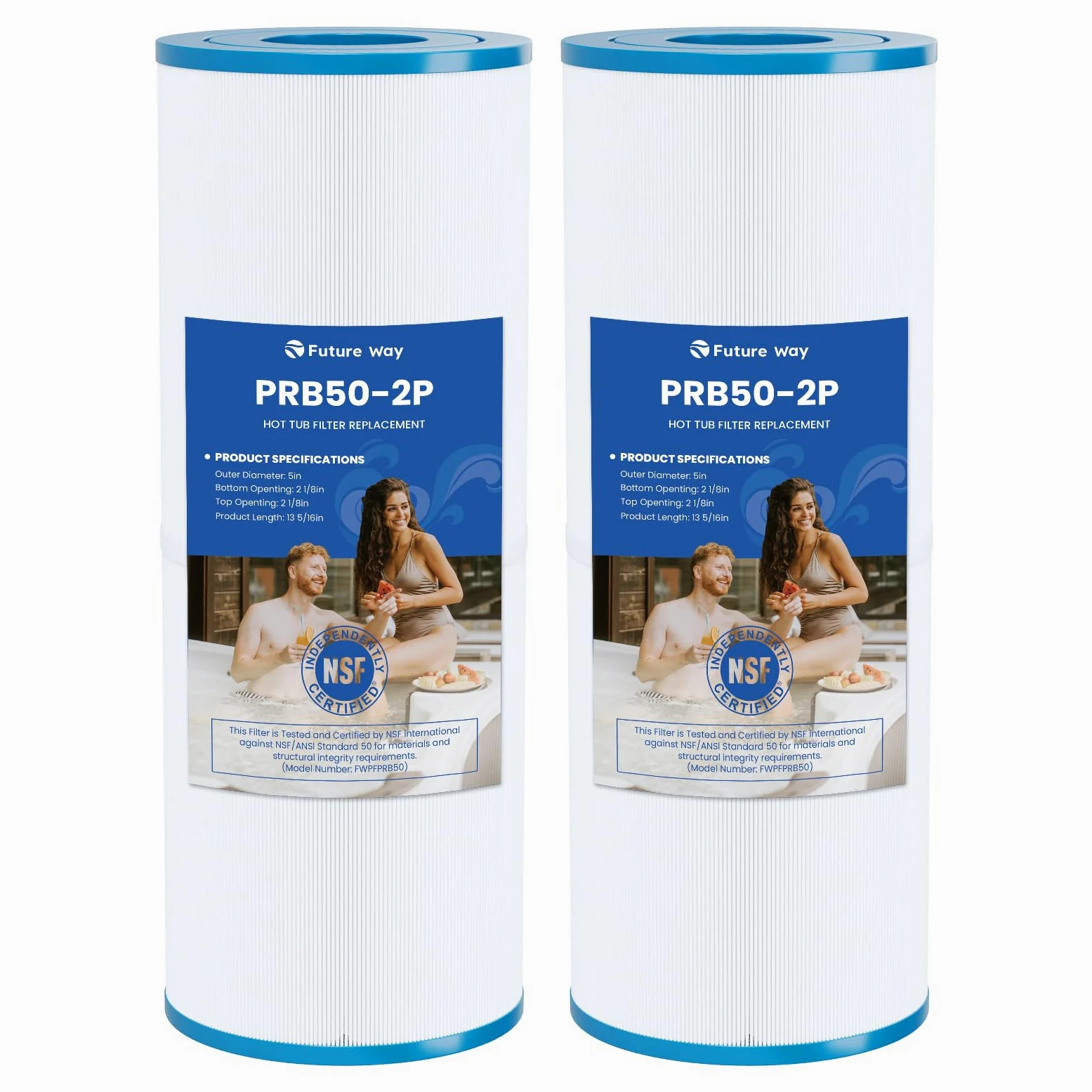 Future Way PRB50-IN - Filtro de Repuesto para bañera de hidromasaje Jacuzzi J210/J220/J235/J245/J275, Unicel C-4950, Filbur FC-2390, Pleatco PRB50-IN, Filtro de SPA de 5 x 13, 50 pies Cuadrados,