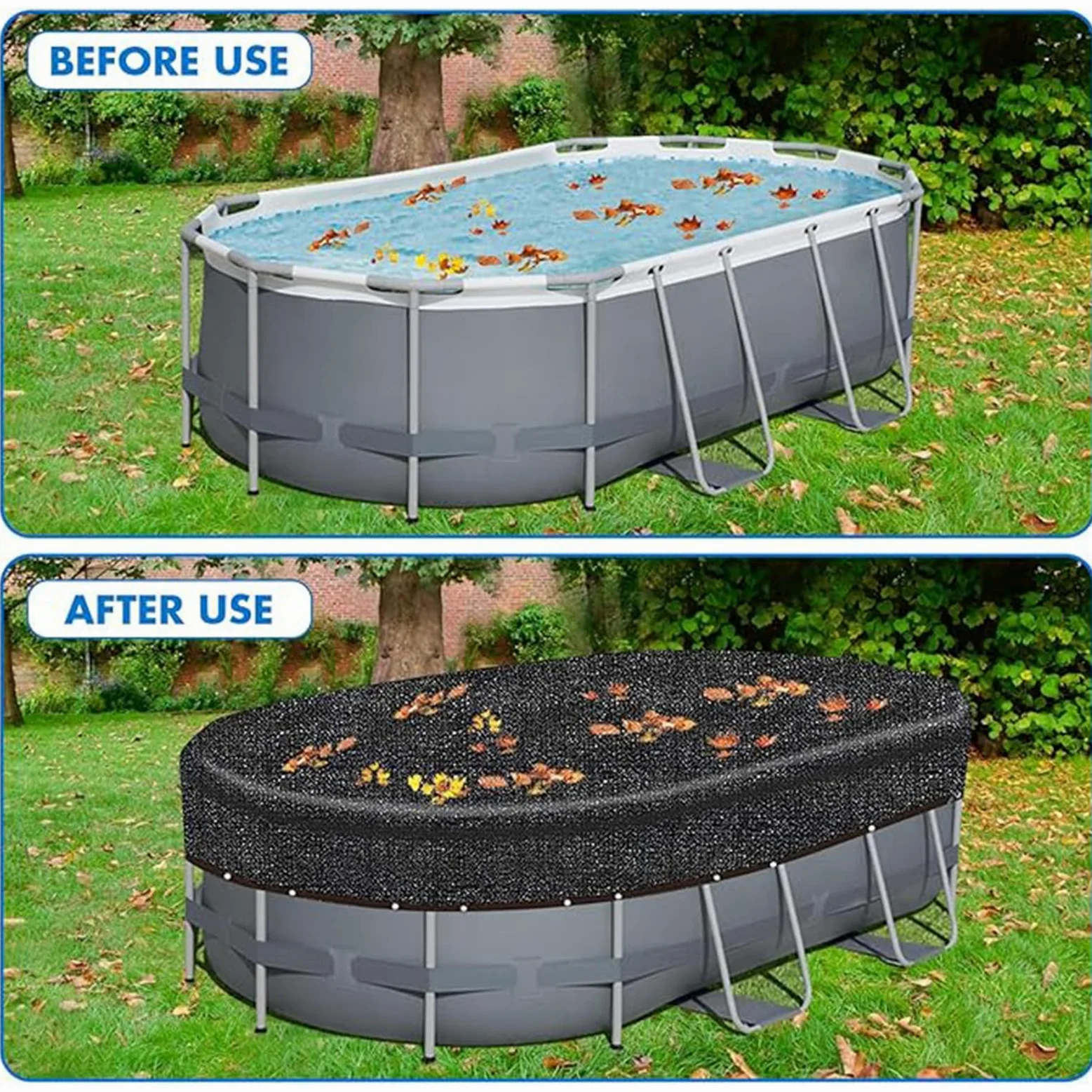 Deja la Red en la Piscina de Tierra, Red de Las Hojas ovaladas | Red de Malla Fina para desechos de Piscinas - Red de Hojas para Cubiertas de Invierno ovaladas enterradas para el hogar, jardín,