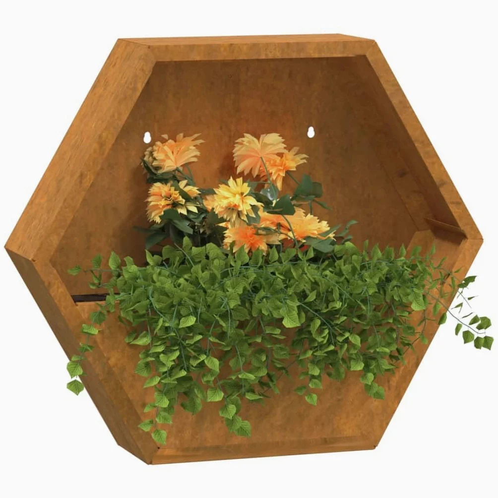 vidaXL Jardineras de Pared 2 uds Acero corten Oxidado 46x10x40 cm, Jardinera de Pared para Exteriores, Jardinera montada en la Pared, Maceta de Pared