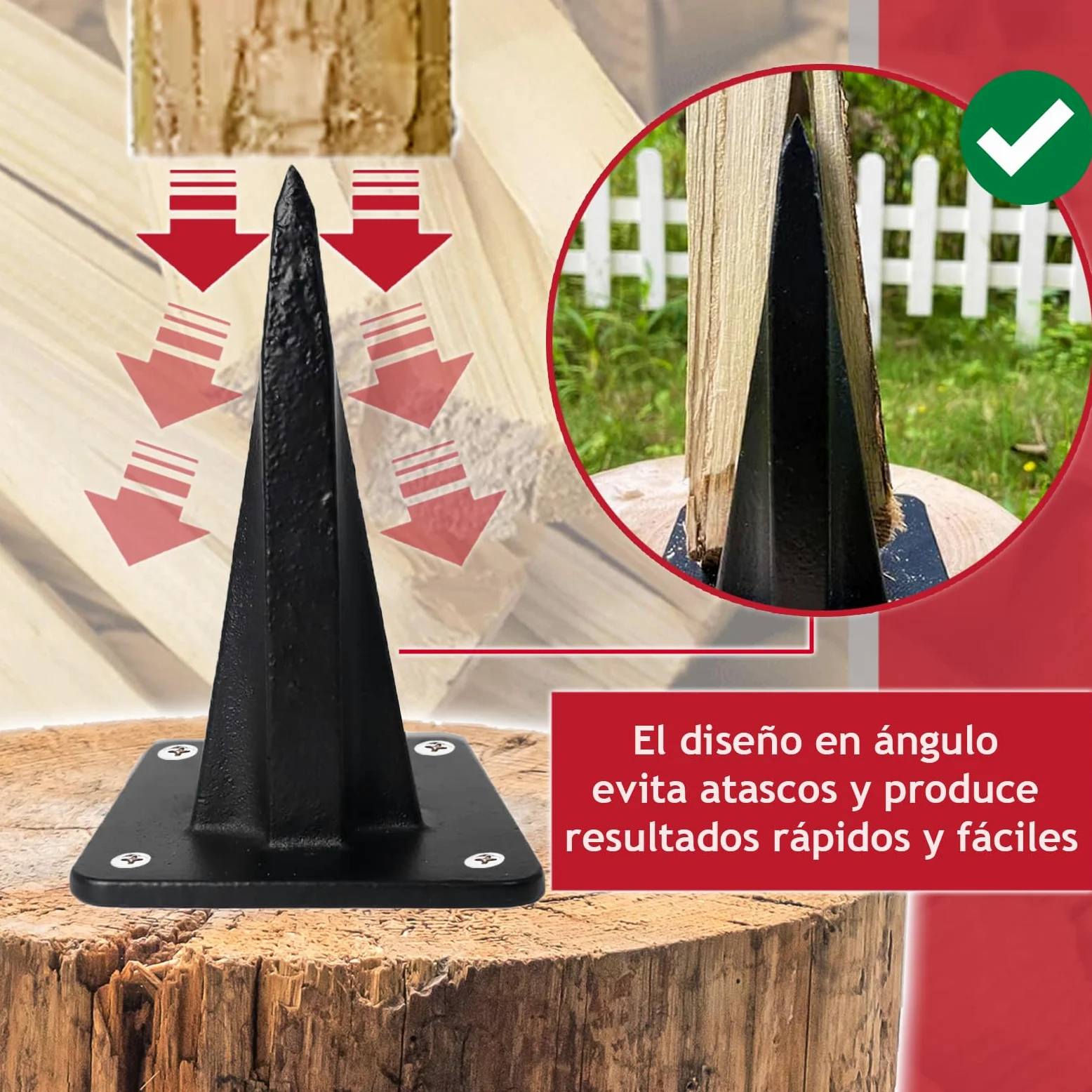 SPARES2GO Cuña para troncos 3 kg grande para partir leña
