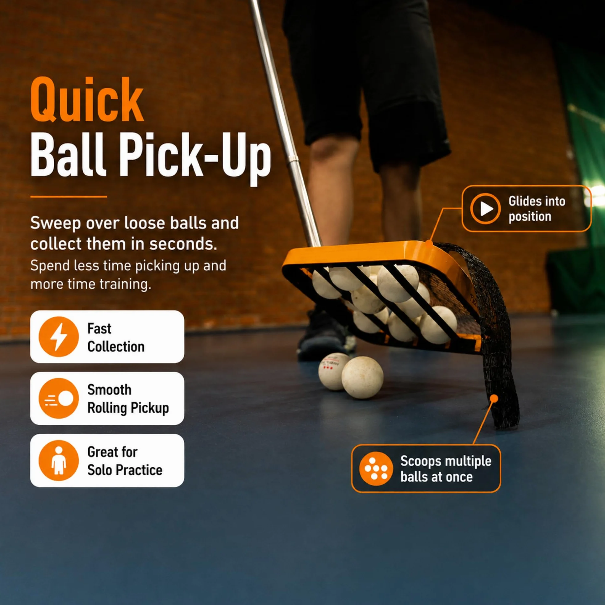 Recogedor de pelotas PICK 'N GO para tenis de mesa y ping-pong