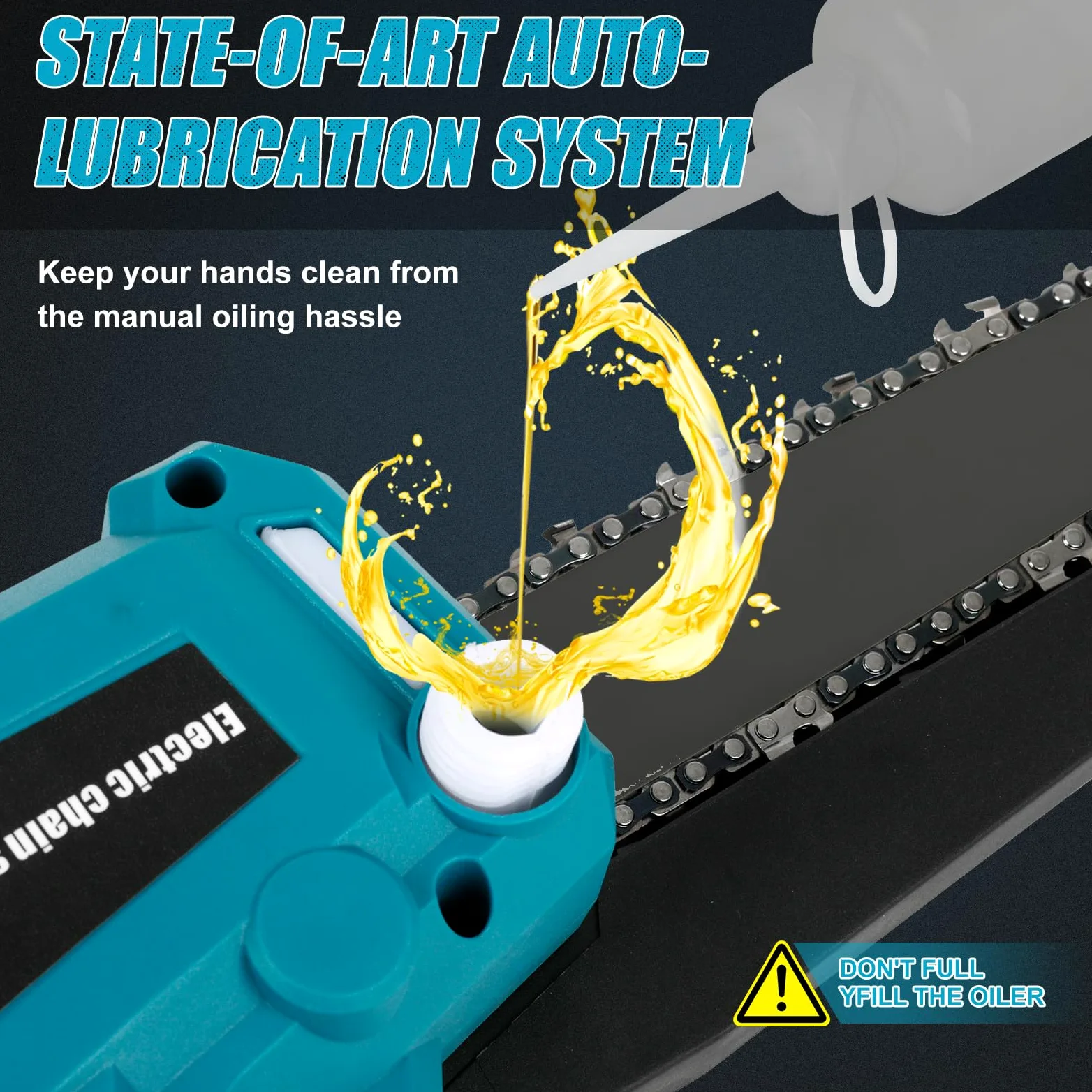 Motosierra Inalámbrica 8 y 10 Pulgadas para Makita 18V (sin Batería) | Mini Motosierra sin Escobillas, Lubricación Automática de Cadena, 2 Placas, 4 Cadenas, Guantes, Gafas y Maletín