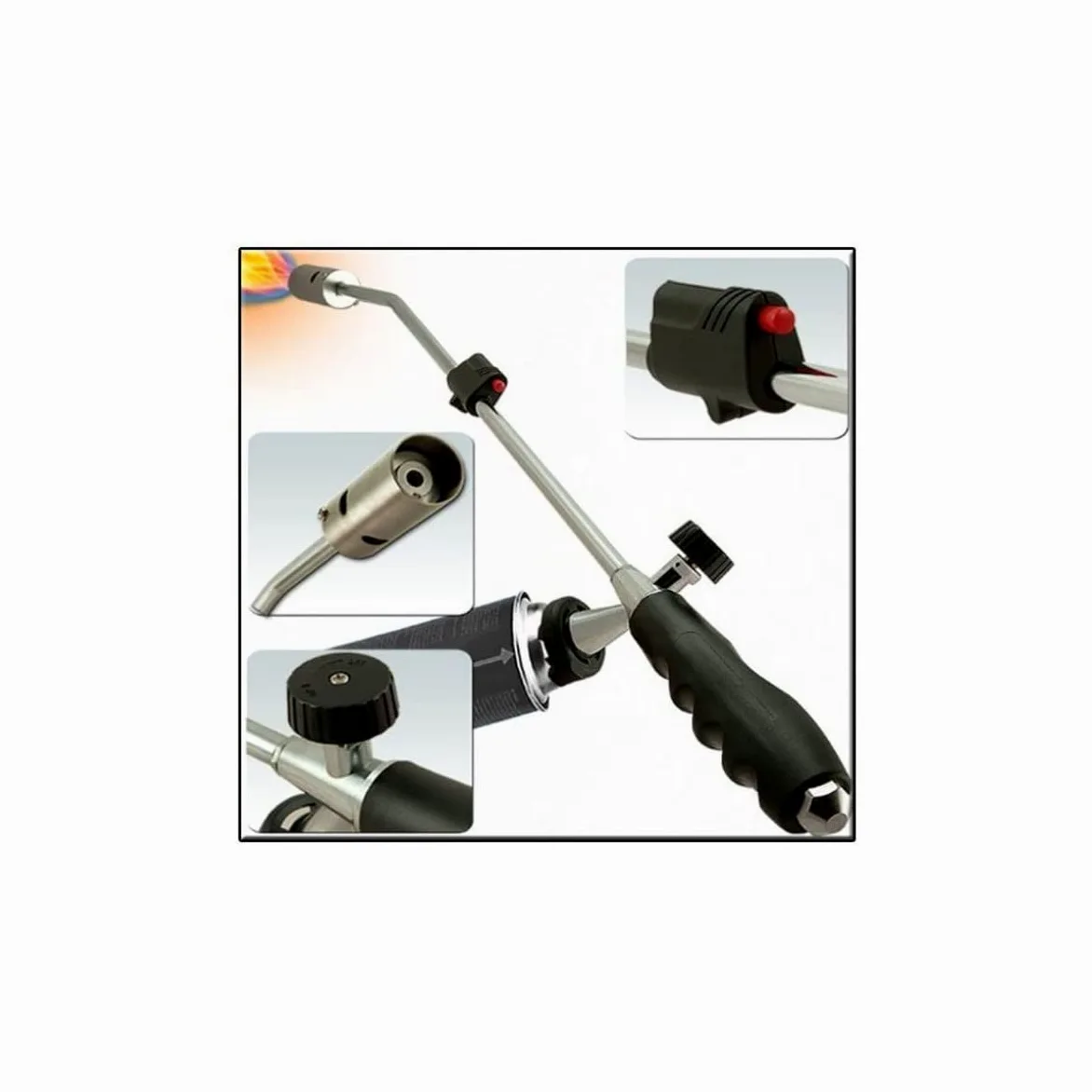 Desherbador térmico piezo KEMPER soplete de gas + 4 recambios de gas, brule hierbas ecológicas