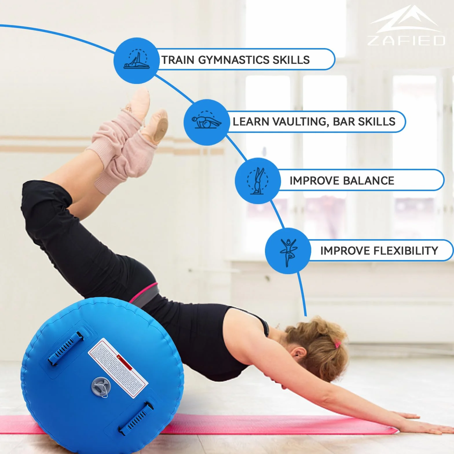 Rodillo de aire inflable para yoga y gimnasia con bomba