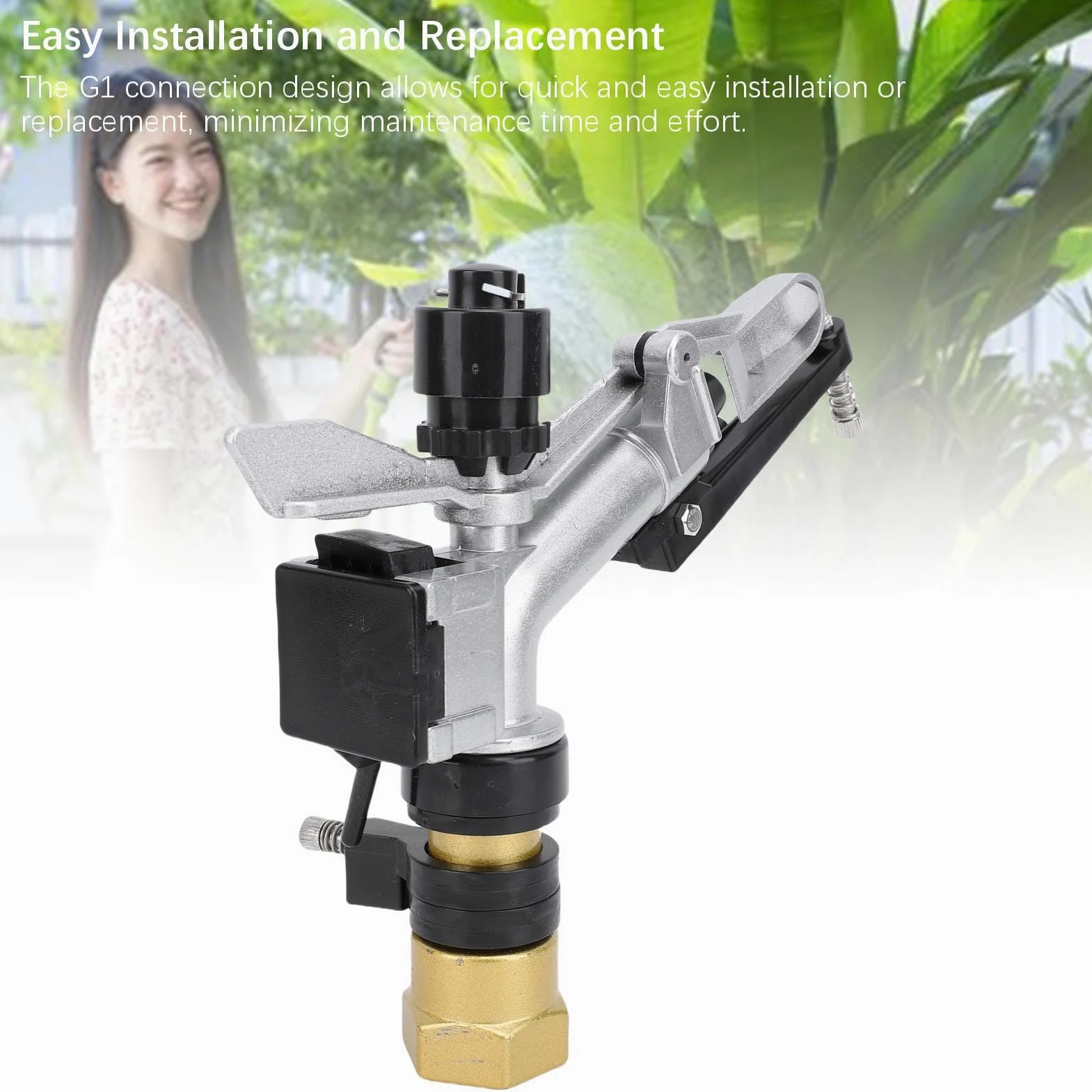 Tissting Pistola Riego Automático Giratorio Ahorro Agua Zinc - Pistola Aspersión Granja Jardín 8-20m/26-65ft G1 Todo Terreno