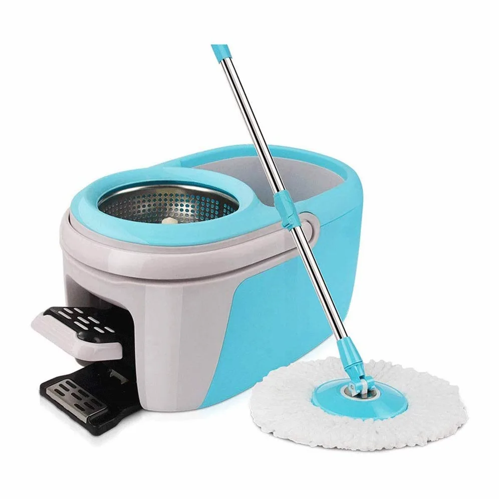 Sistema de Limpieza de Pisos con cubeta y trapeador Giratorio de Microfibra, para Cocina casera y Todas Las Superficies de Pisos Vision