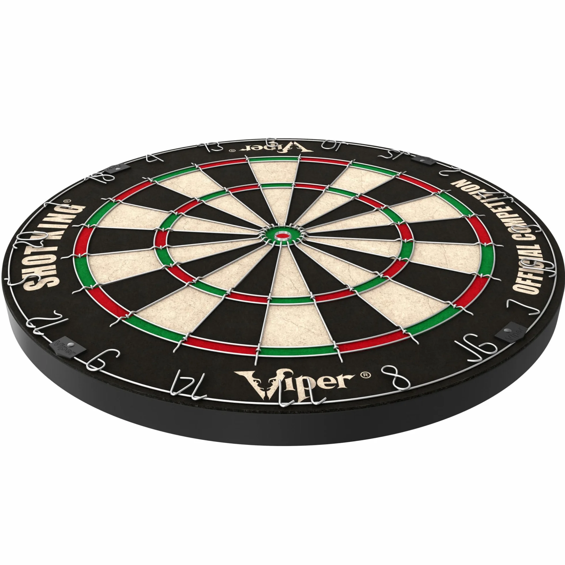 Shot King Regulation Bristle Steel Tip Dartboard Set 17.75 Inch Staple-Free Bullseye Galvanized Metal Spider Wire 6 Darts