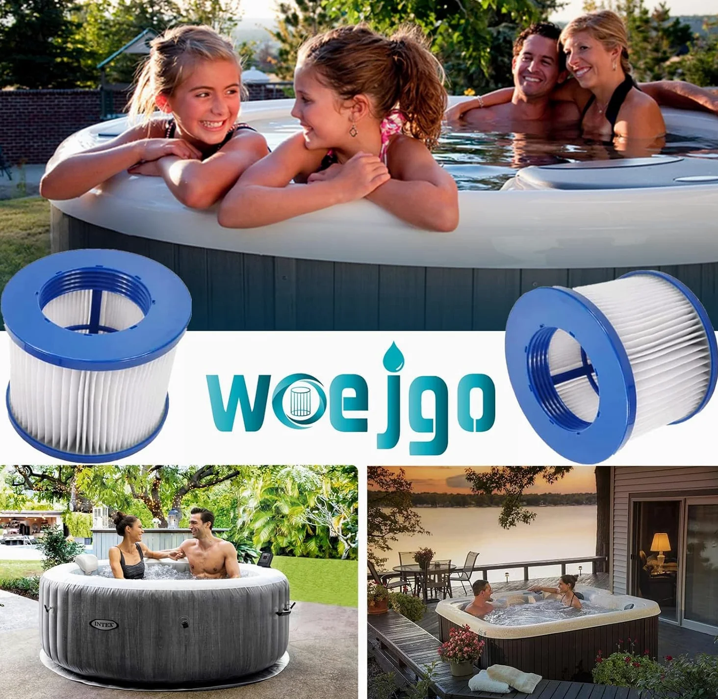 Cartucho de filtro de spa para accesorios de jacuzzi, filtro Clever Spa de 75 x 100 mm, filtro de piscina compatible con piscinas de spa, filtro de láminas (azul-12 unidades)