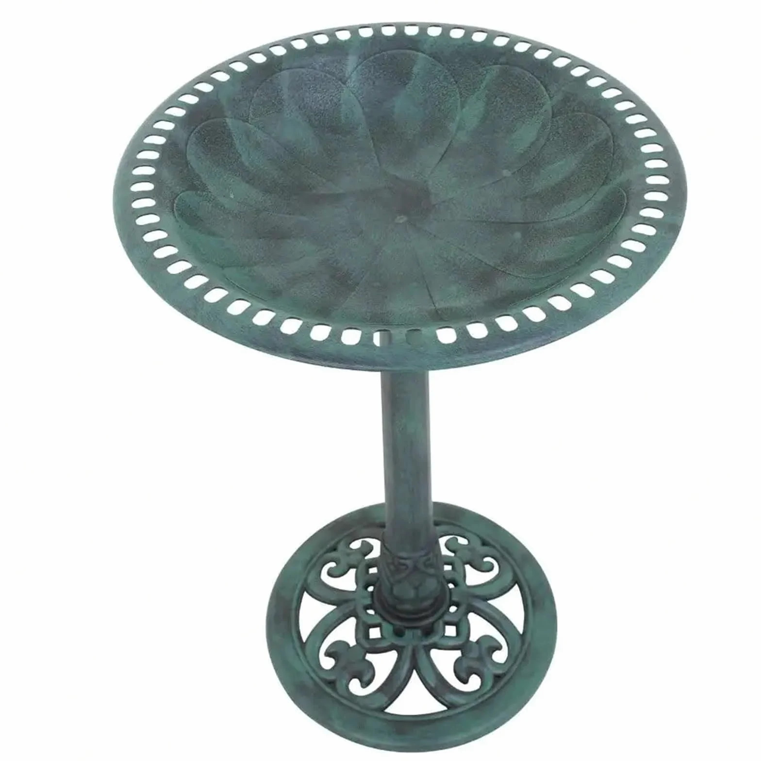Metal Bebedero pajaros con Pie Baño for pájaros de Lujo 28" Verdigris ensamblado | Comedero for pájaros Jardín al aire libre Patio trasero