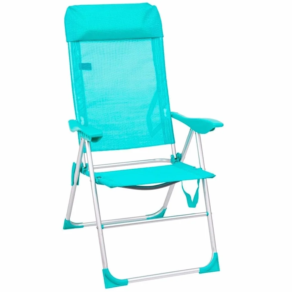LOLAhome Sillón de Playa Plegable y reclinable de 5 Posiciones de Aluminio y textileno Aguamarina de 63x60x110 cm