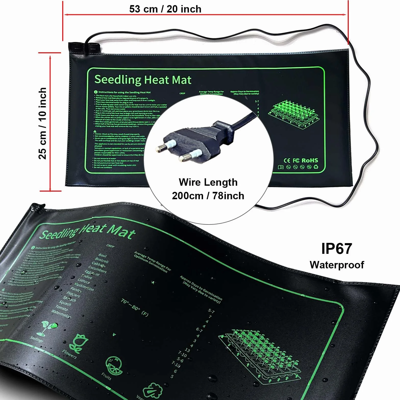 Alfombrilla Térmica para Plantas, Manta Calefactora para Semillas o Plántulas Invernadero, Manta Termica Cultivo, Manta Termica para Germinar Semillas o Terrario(20W, con Termostato)