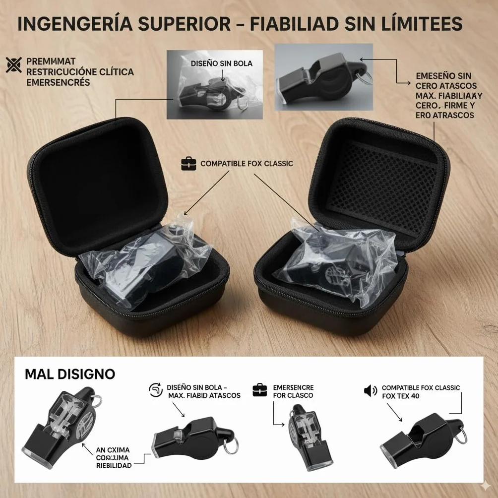 Silbato de Acero Inoxidable con Bola Profesional para Árbitro, Socorrista y Emergencia