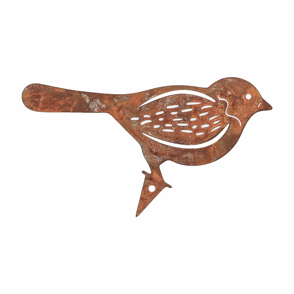 Paquete de 4 estacas de metal con pátina rústica para pájaros, ideales para vallas de madera y adornos de jardín.