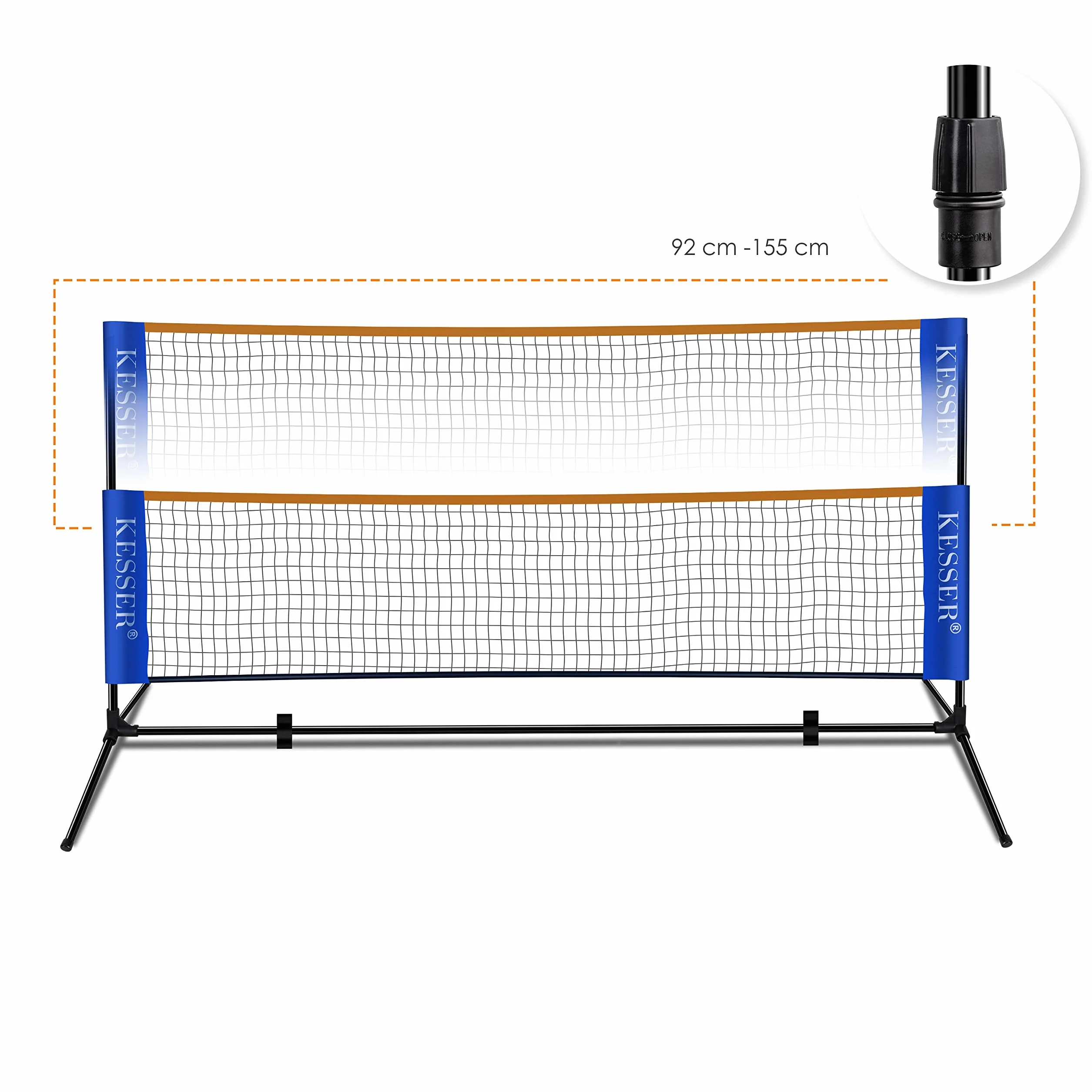 KESSER Red de bádminton con Altura Ajustable en 3 Posiciones, Juego Compuesto por Red, 3 Pelotas, Marco de Hierro