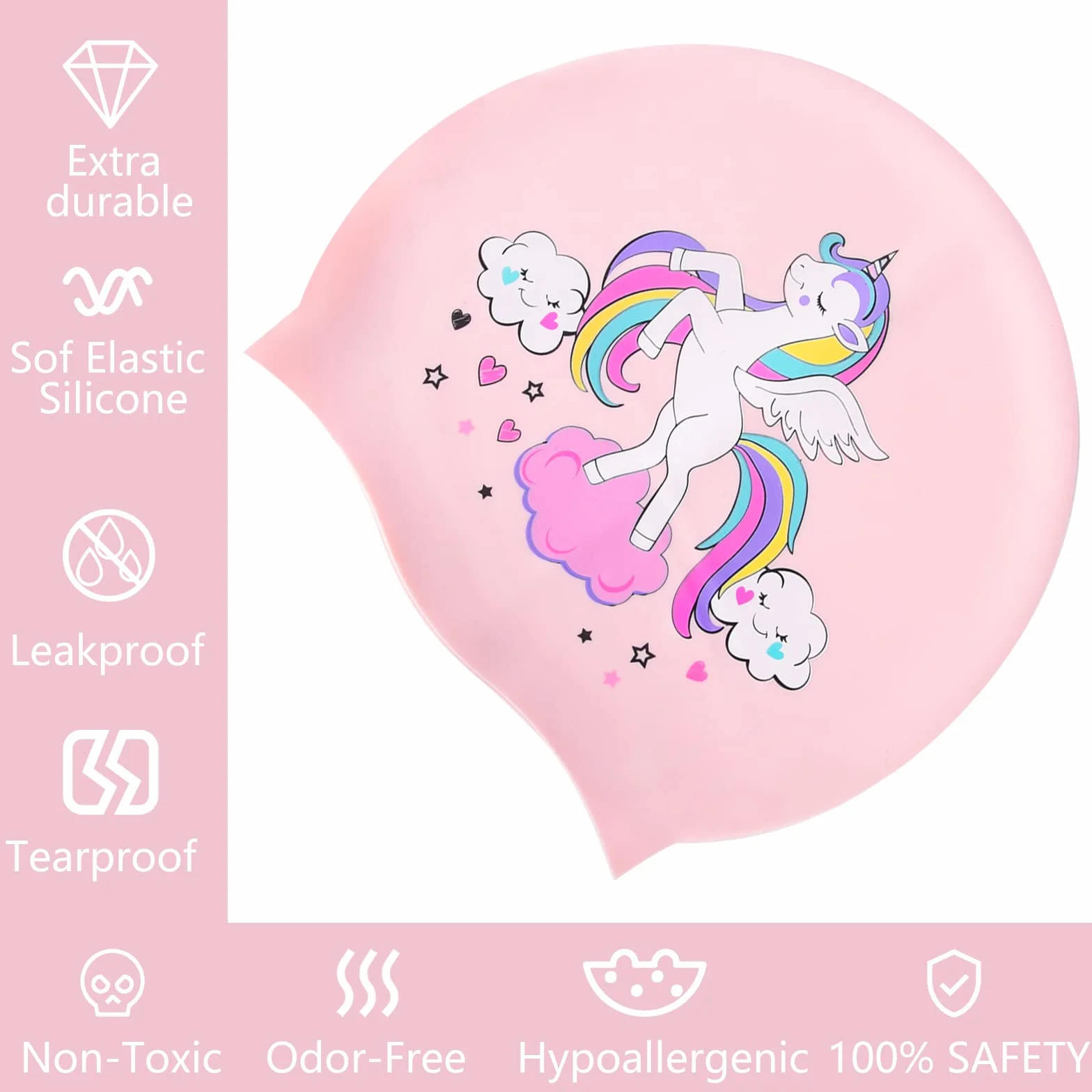 Ulikey Gorro Natación Silicona Impermeable Antideslizante para Piscina Niñas Niños con Tapones Oídos Pinza Nasal