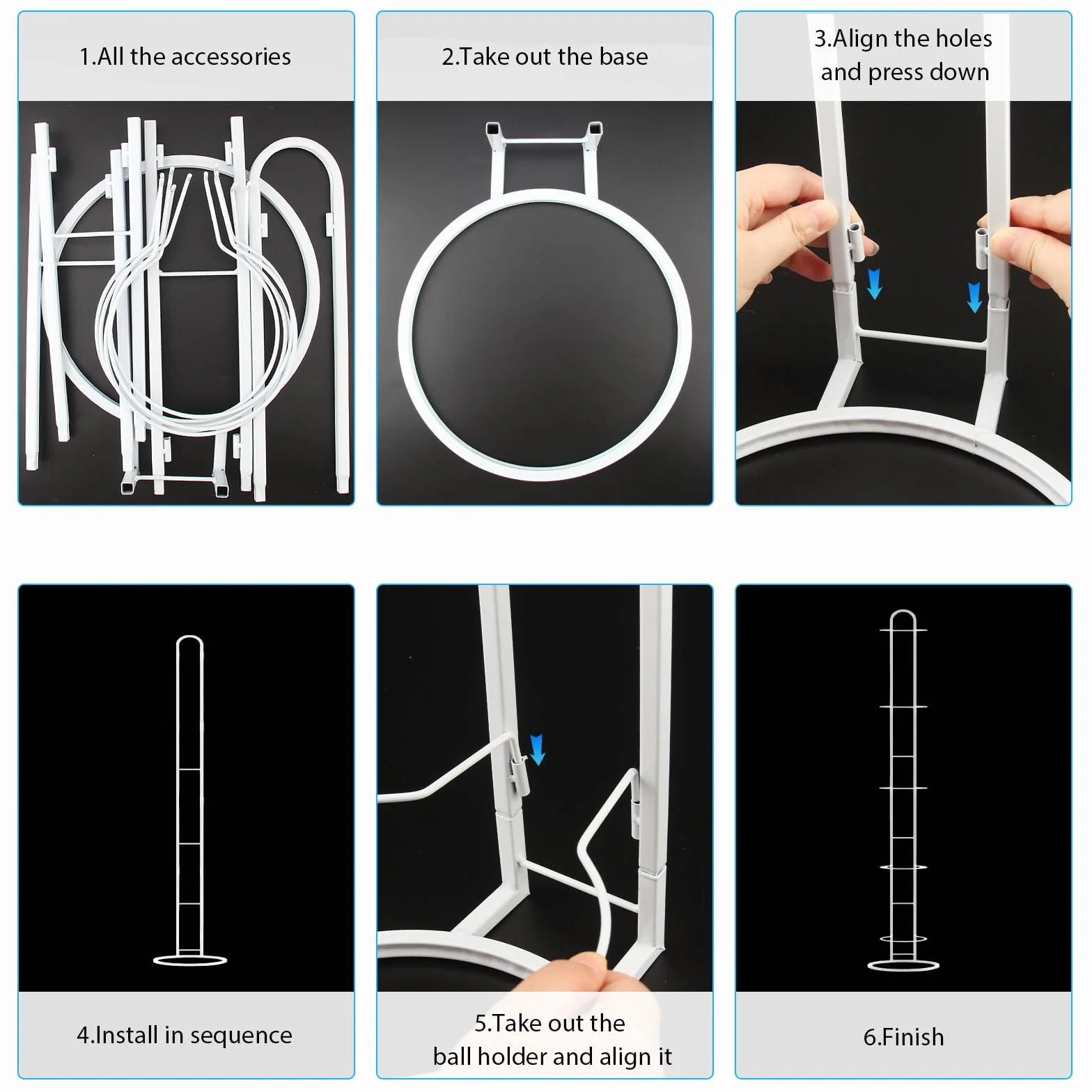 Soporte Balón Fútbol 5 Niveles Vertical con Bolsillo Malla Almacenamiento Hierro Extraíble Estable Baloncesto Fútbol Voleibol