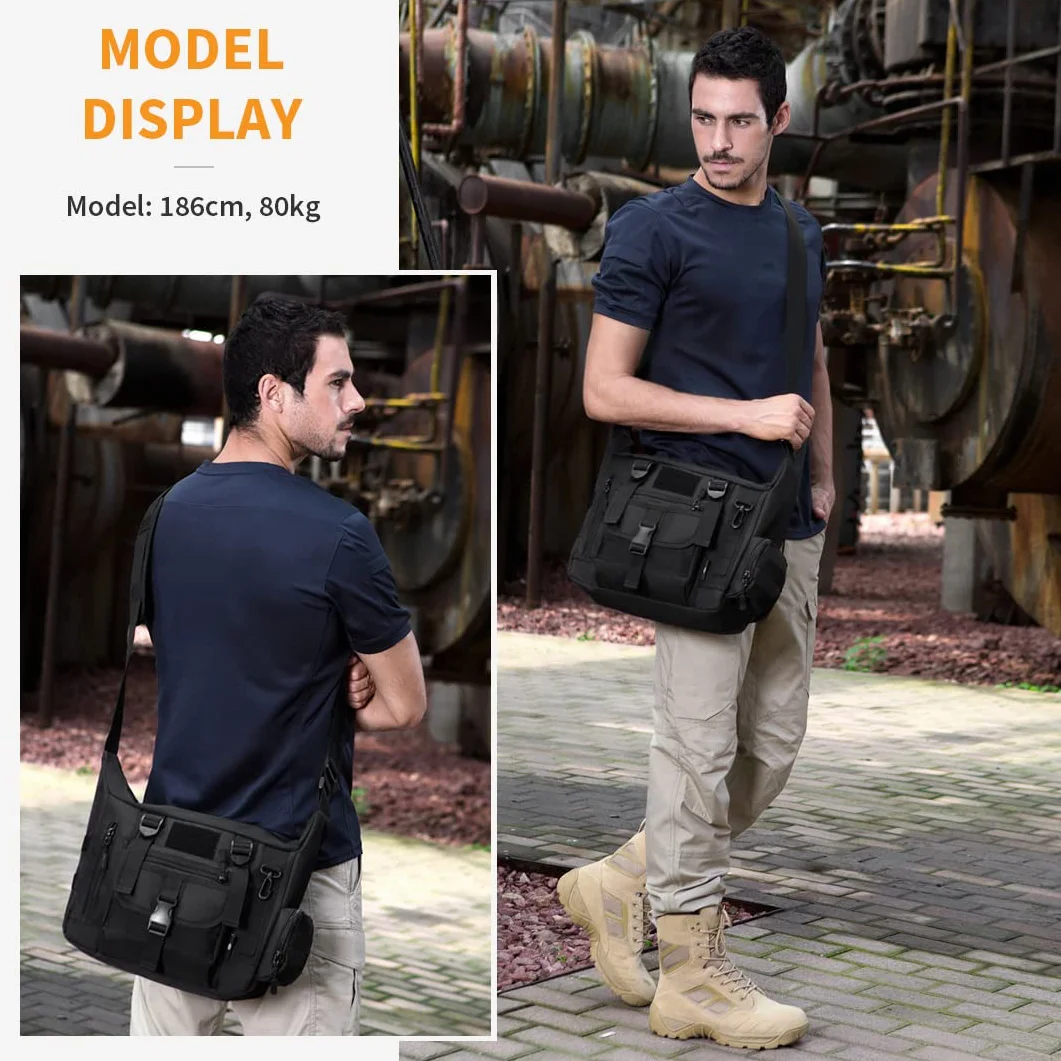 Mochila de Hombro Militar Táctical Impermeable Negro Bolso de Bandolera Múltiple Función