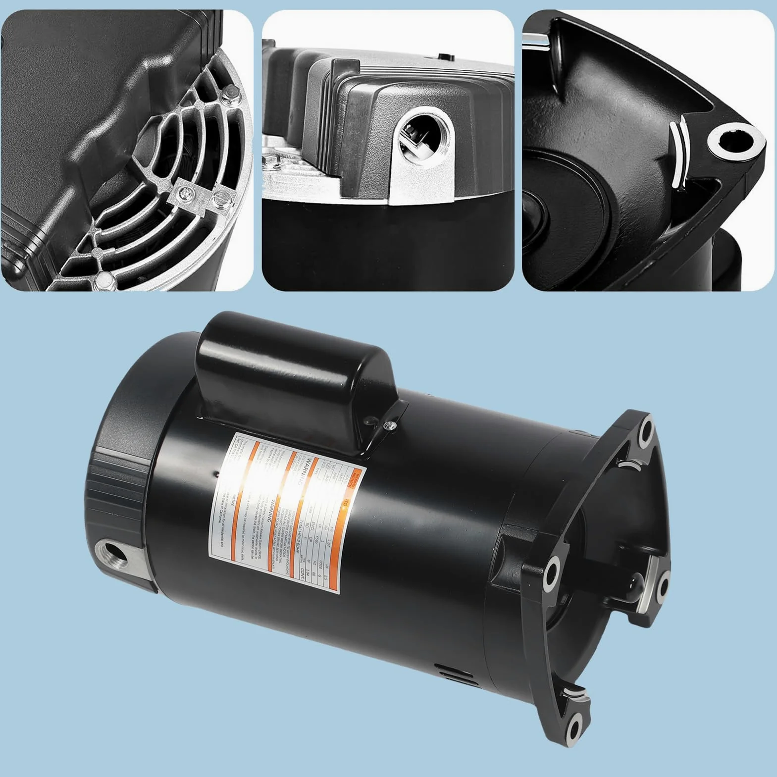 Fafeicy B2840 Motor de Bomba de Piscina de una Sola Velocidad, 2.5 Caballos de Fuerza 3450rpm 11.5A Pida Cuadrada para MAX-e-Glas Dyna-Glas con Protección de Sobrecarga Térmica