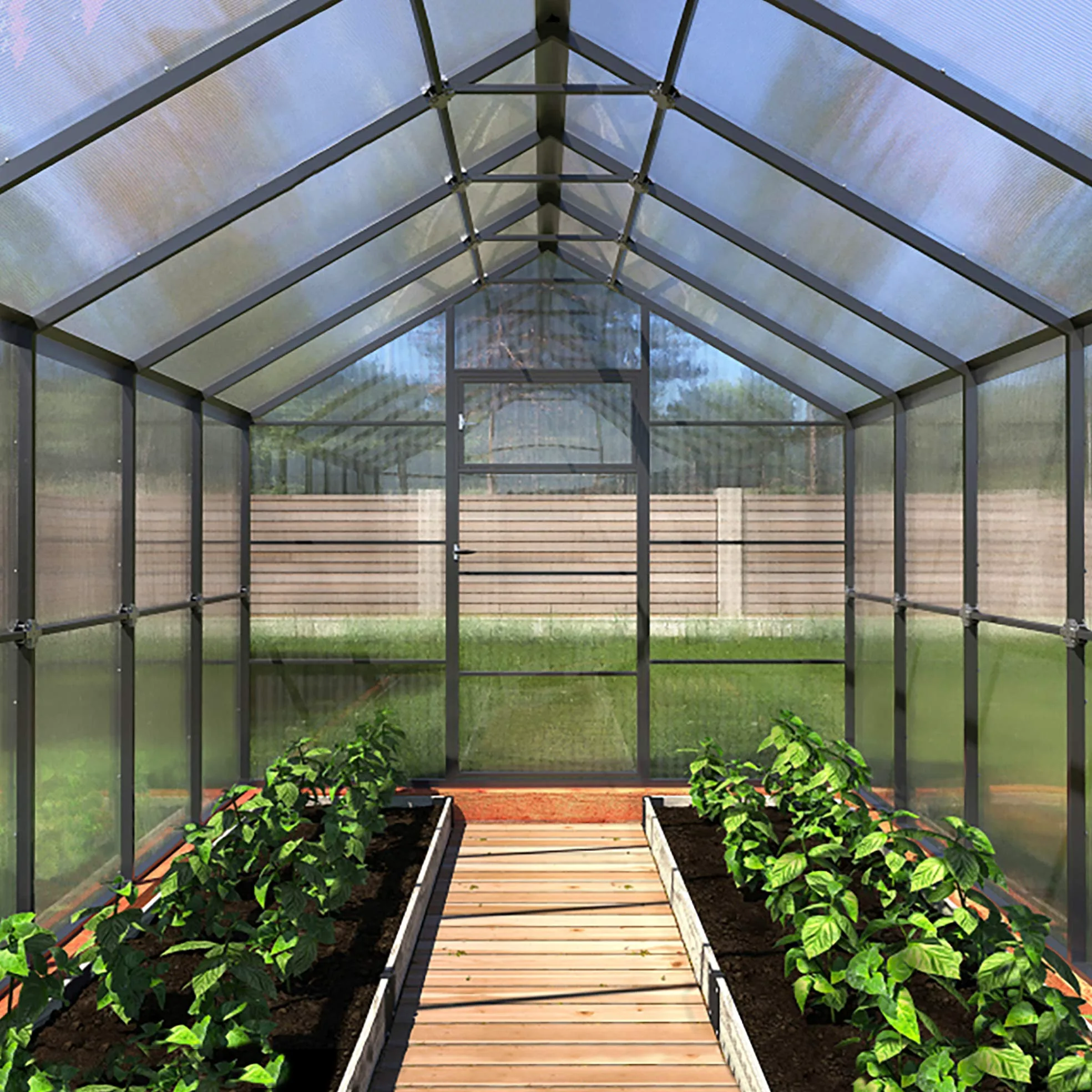 Invernadero de Jardín Tudor 3x4m Greenhouse 12m² con Policarbonato Transparente 4mm Marco de Acero Galvanizado Varios Modelos y Tamaños para Plantas y Cultivos