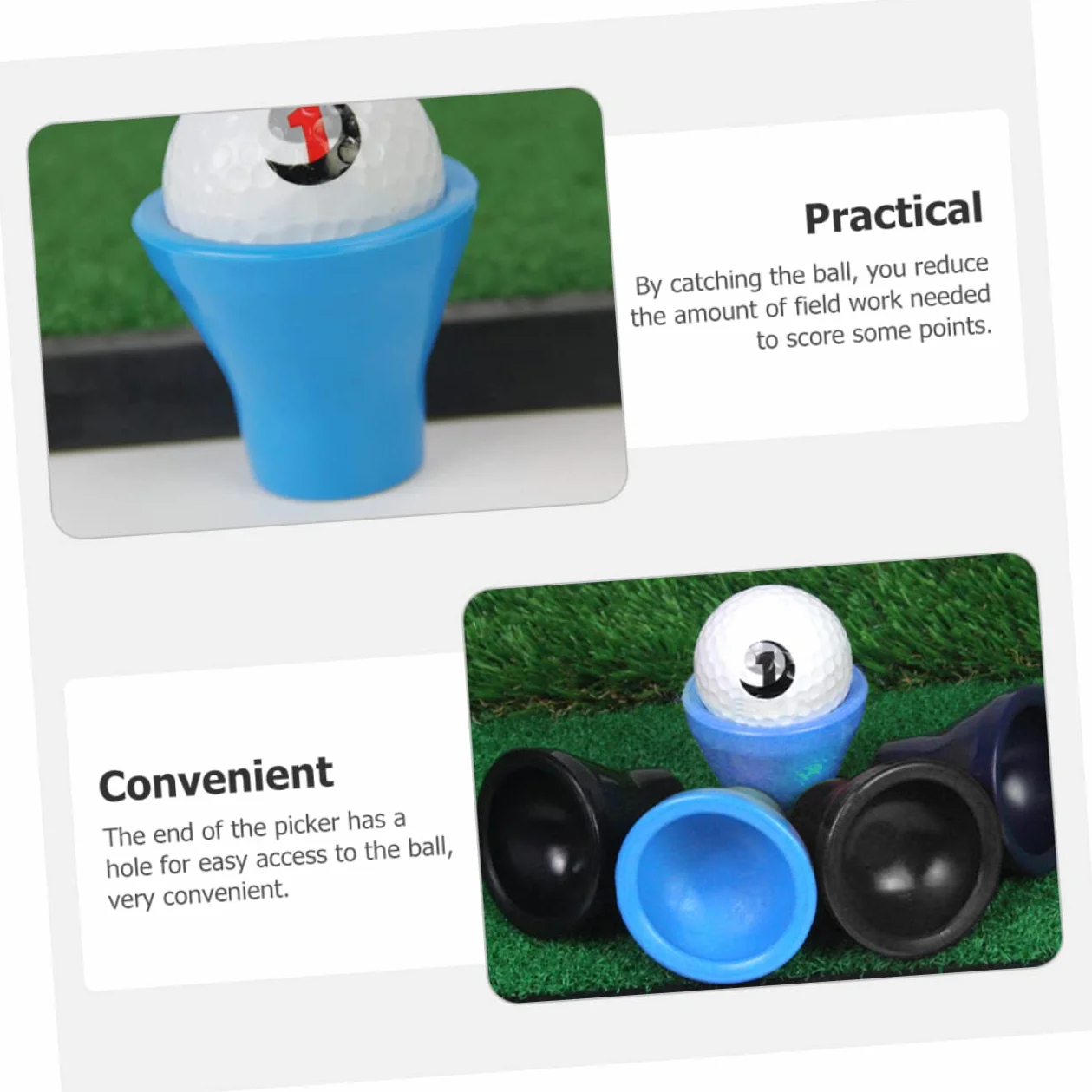 Recogebolas De Golf Portátiles con Ventosa De Goma para Putters Compactos - 6 Unidades Accesorios