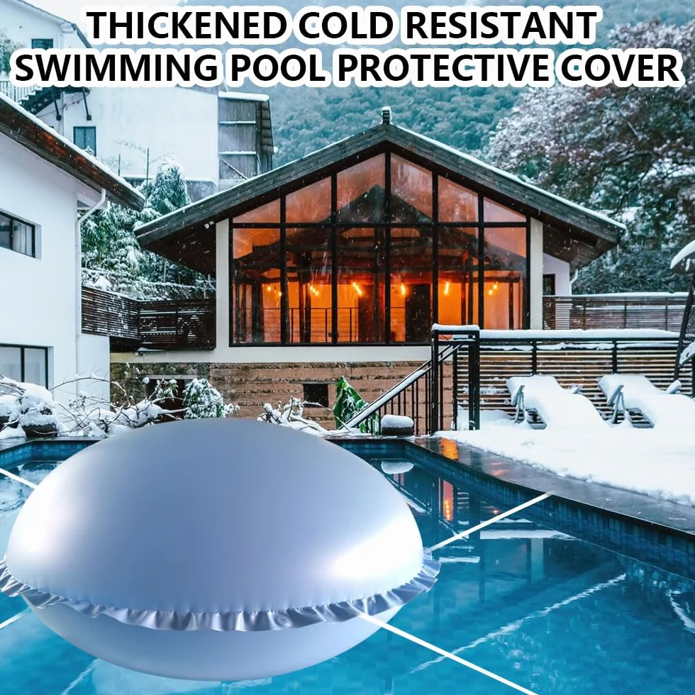 Cojín de piscina de invierno, cojín de piscina redondo XXL 120 x 120 cm, cojín de aire para piscina de invierno, cojín de invierno para piscina con 4 ojales y cuerda de 15 m, cojín de piscina de
