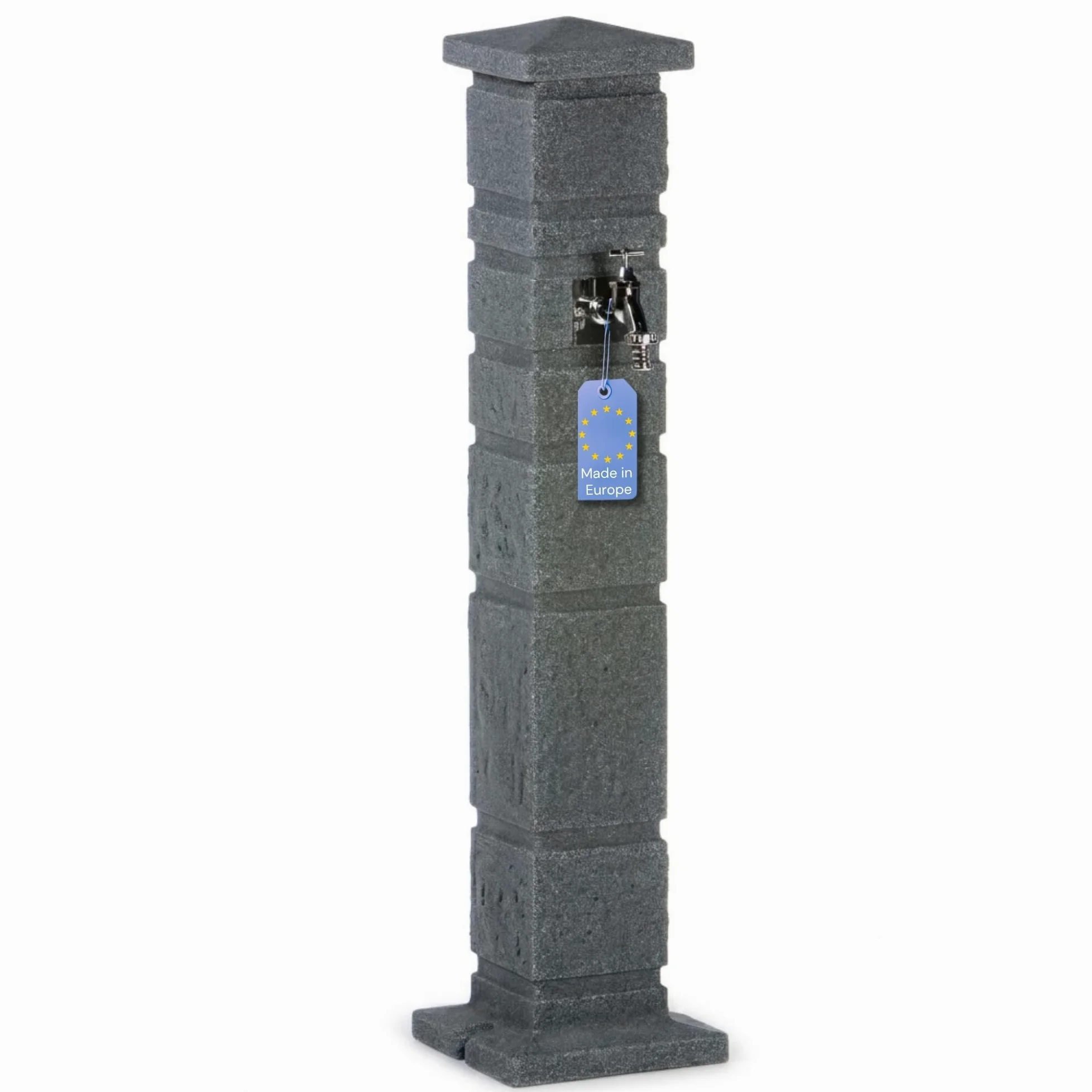 YourCasa Columna de agua clásica para jardín con aspecto de granito, columna romana con grifo de 3/4 y caja de almacenamiento, 111 cm, resistente a la intemperie (antracita)