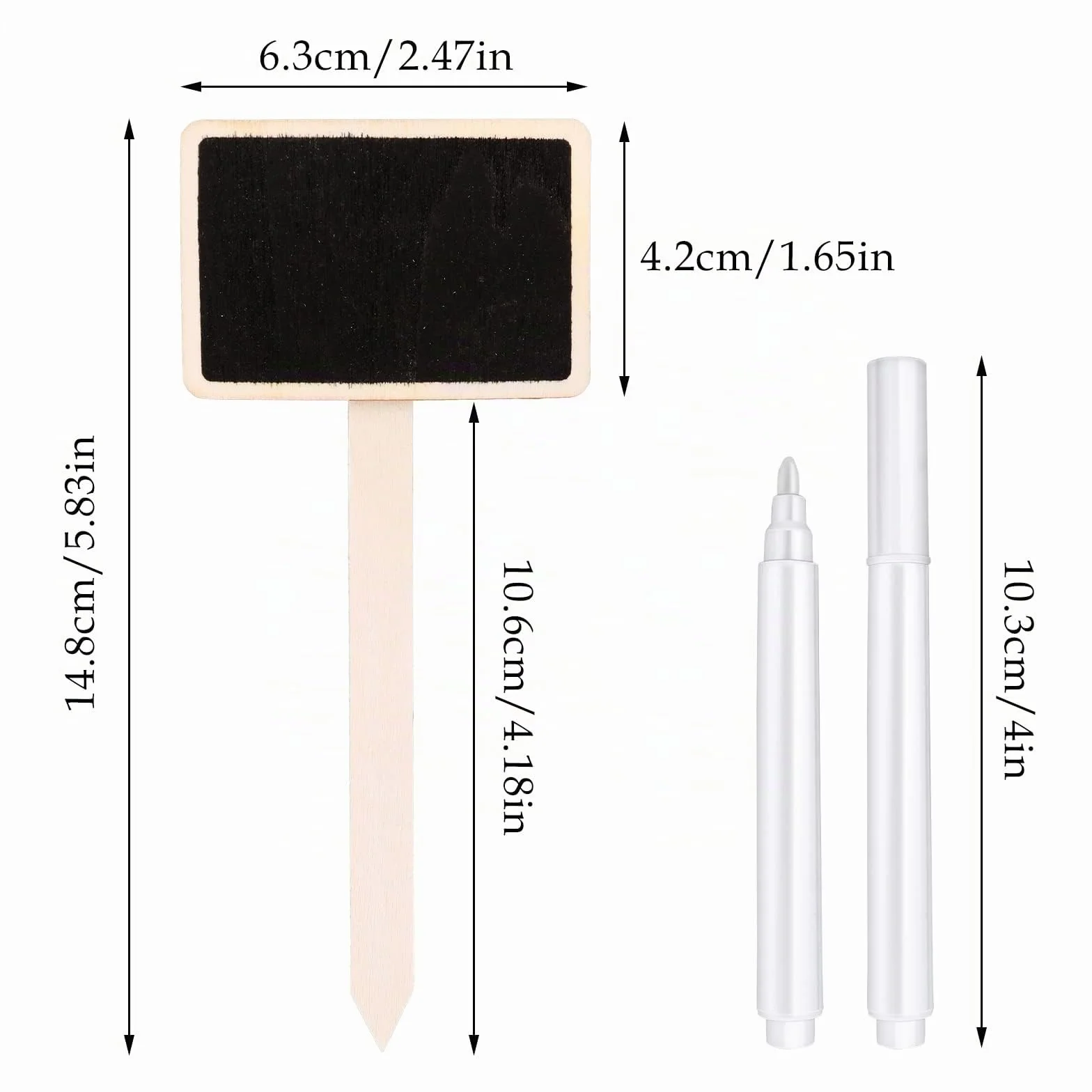 20 etiquetas de madera para plantas tipo T, marcador de plantas de jardín, etiquetas de plantas de jardín con bolígrafo de marcado para plantas de interior y exterior, semillas en maceta, hierbas,