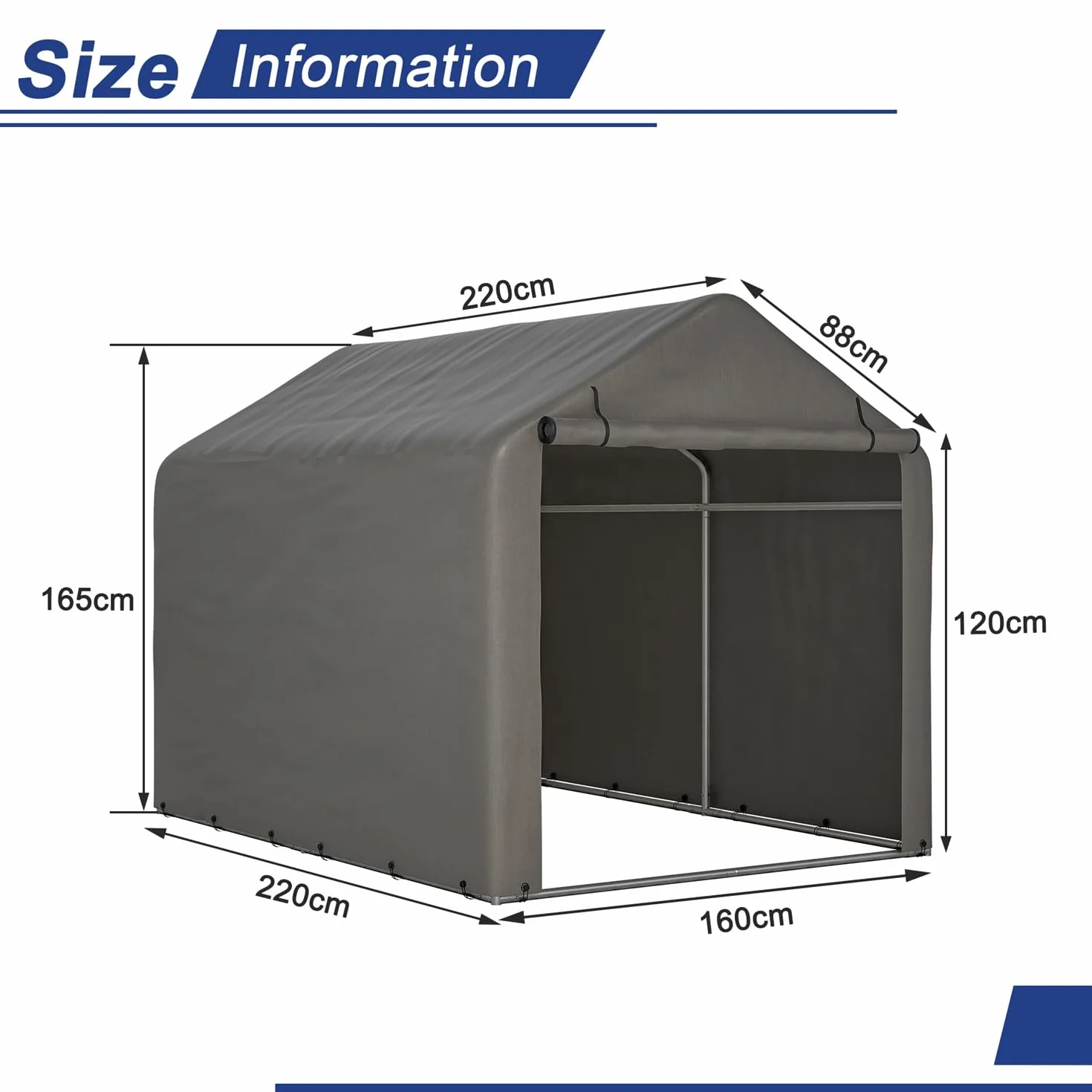 BIRCHTREE Tienda de campaña impermeable y anti-UV para bicicleta, motocicleta, cobertizo o refugio al aire libre, 2,2 m x 1,6 m
