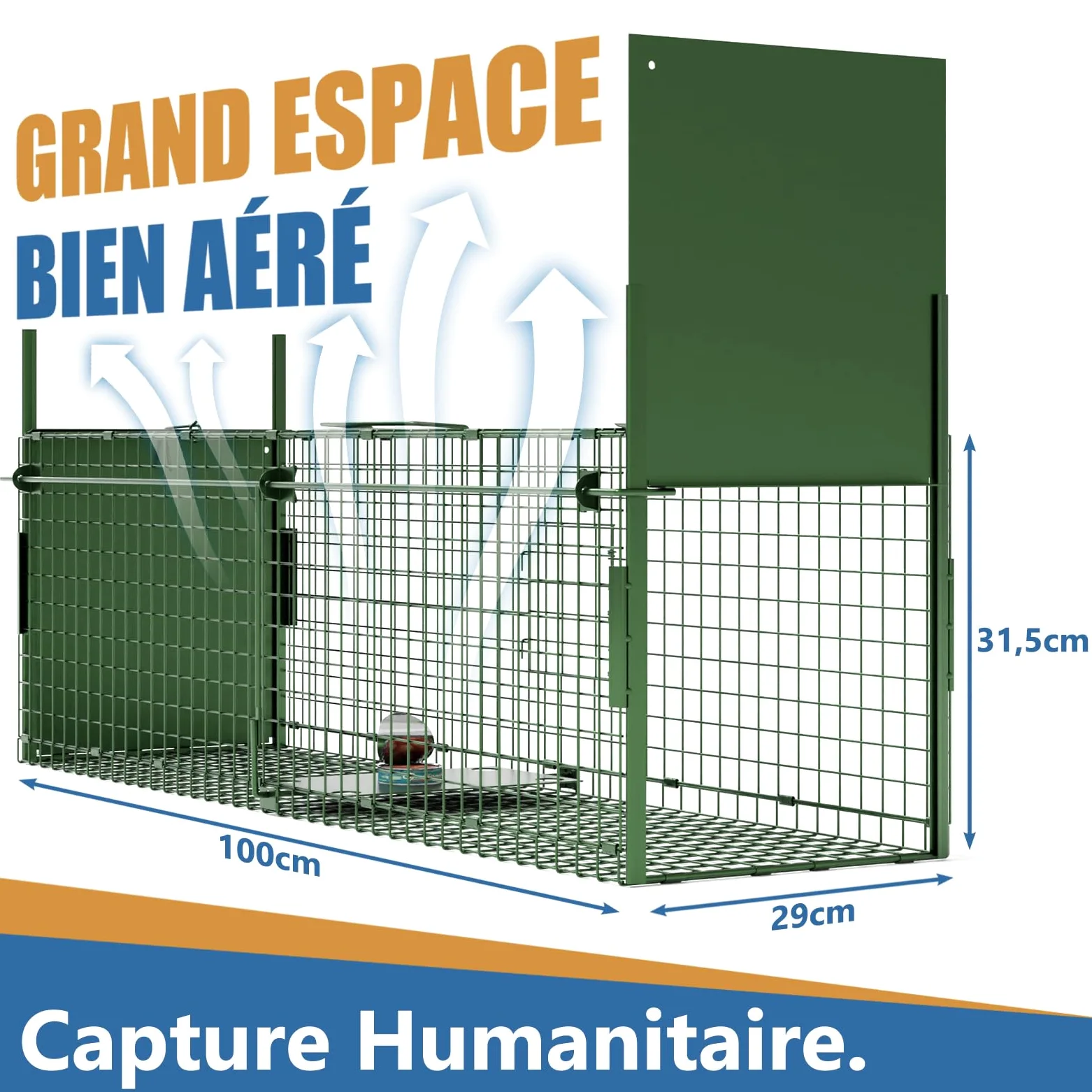Trampa Animales Vivos 100 X 29 X 31.5 cm Jaula Trampa Gatos Grande Trampa para Gatos