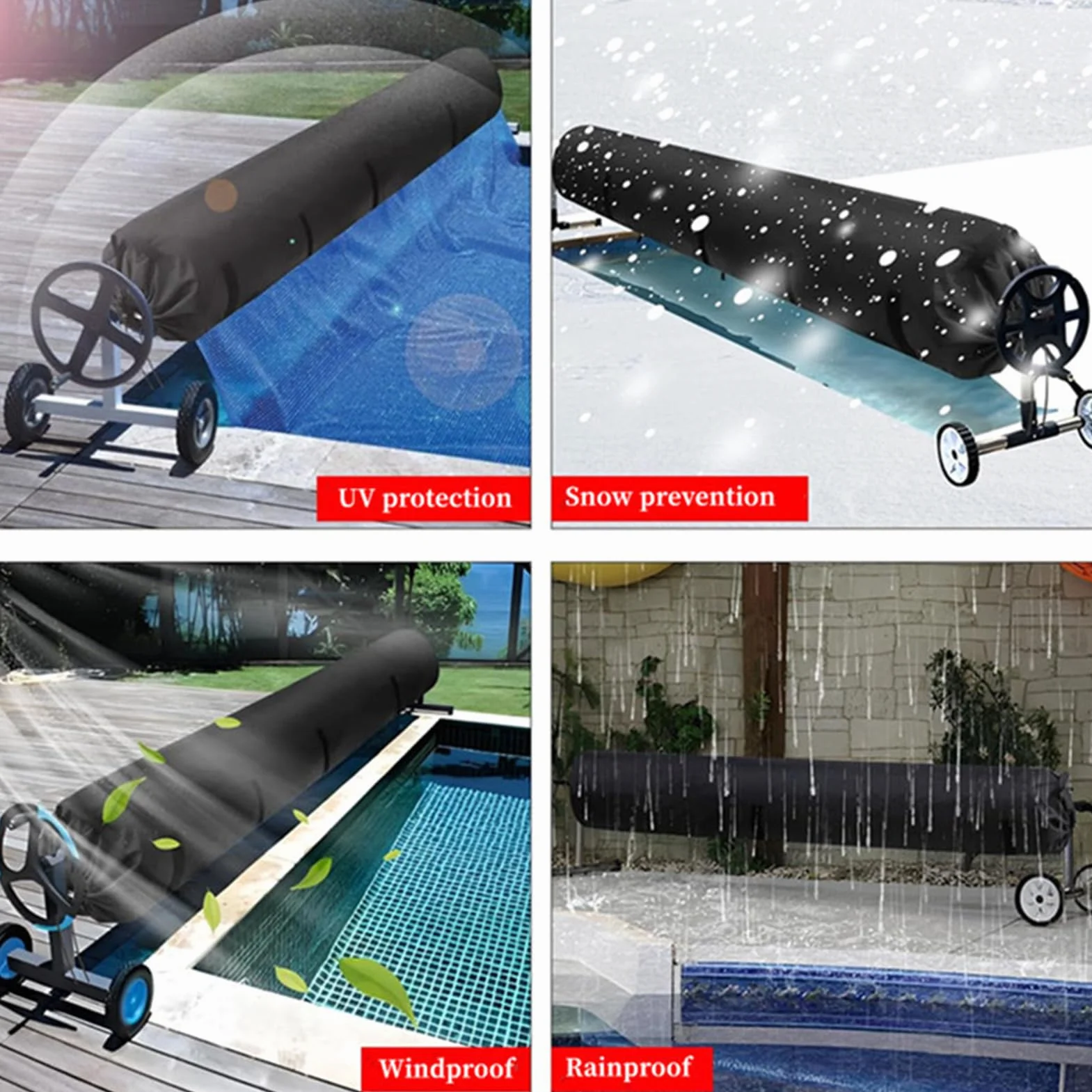Funda para enrollador de piscina – tela Oxford lona solar protección carrete | Accesorios exteriores guardabarros de suelo – para jardín patio trasero
