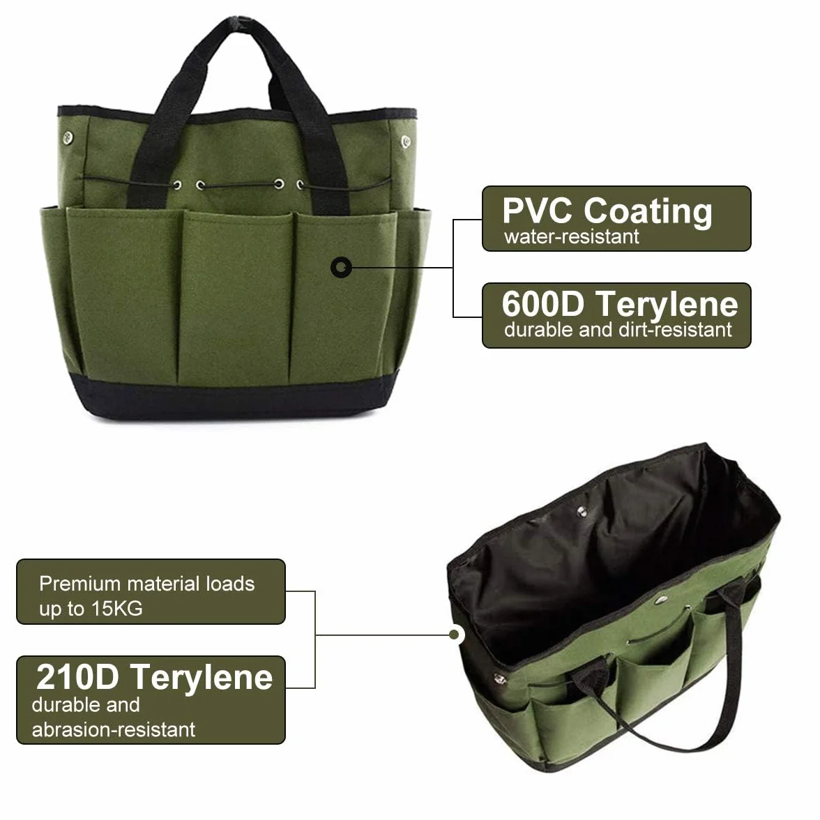 Bolsa de Herramientas Jardinería, Jardín Organizador Bolsa Femeninas de Alta Resistencia Interiores Al Aire Libre Juego de Herramientas de Jardinería de Mano para Almacenar Herramie