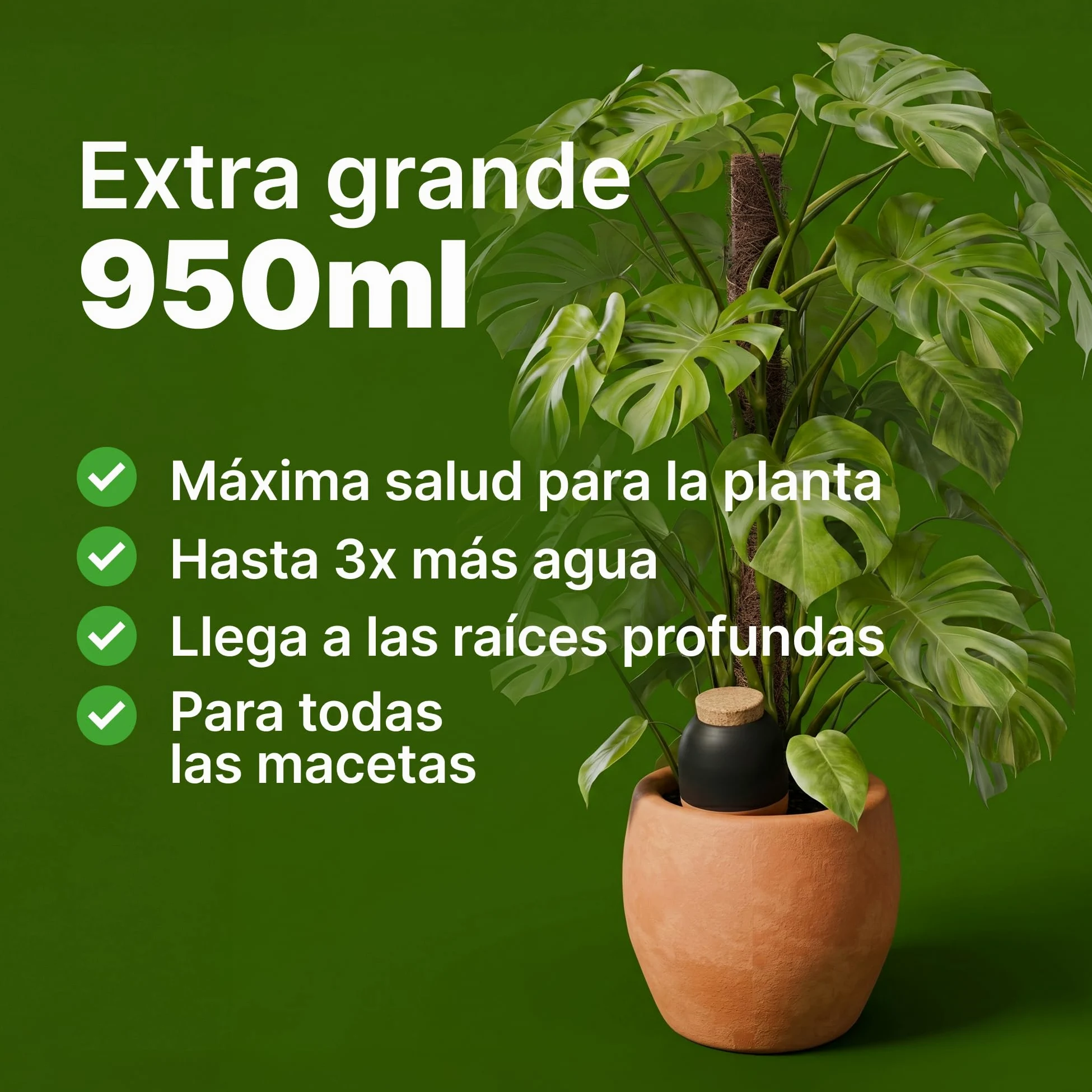 MINISMUS Autoriego Macetas Terracota, Autorriego Plantas Interior, Dispensador Agua, Regar Vacaciones, Cerámica Macetero, 950ml 4 Unidad