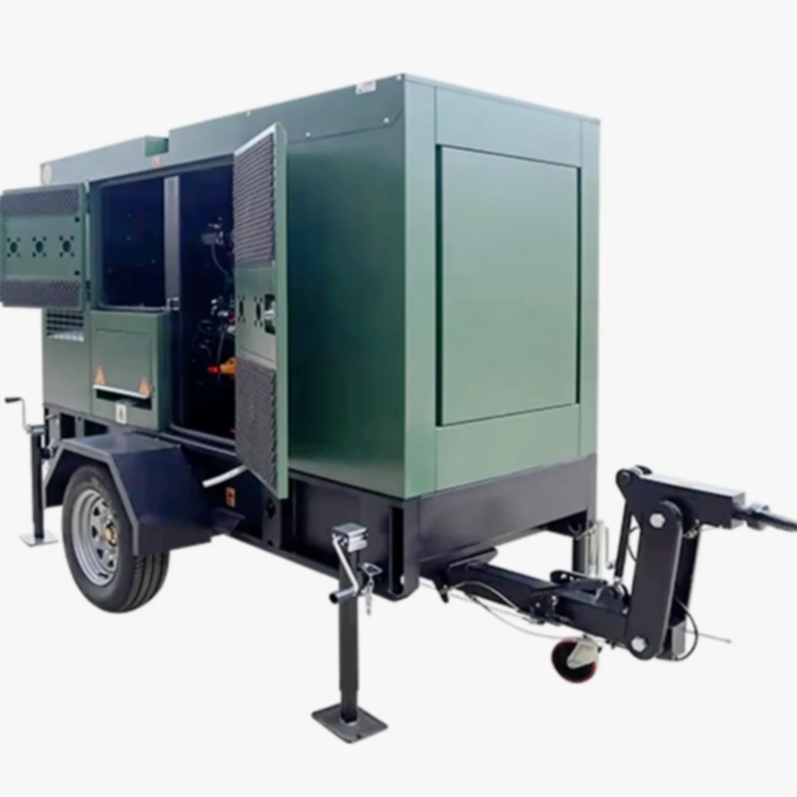 Generador de respaldo cerrado con caja de dosel estacionaria de 50 kW-500 kW | Las puertas de acceso exterior con cerradura protegen el bloque interno de múltiples cilindros de daños climáticos.