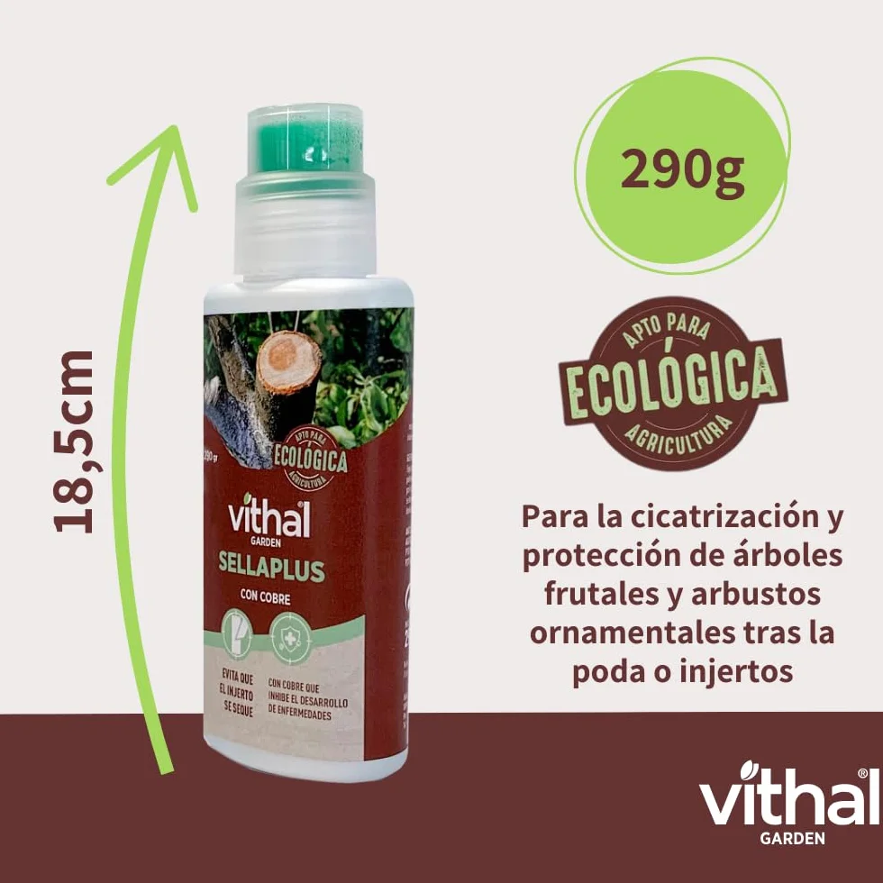 VITHAL Pasta Cicatrizante Sellaplus 290g - Protege y Cicatriza Árboles Frutales y Arbustos Tras Poda e Injertos, Protección Contra Heridas y Daños Climáticos