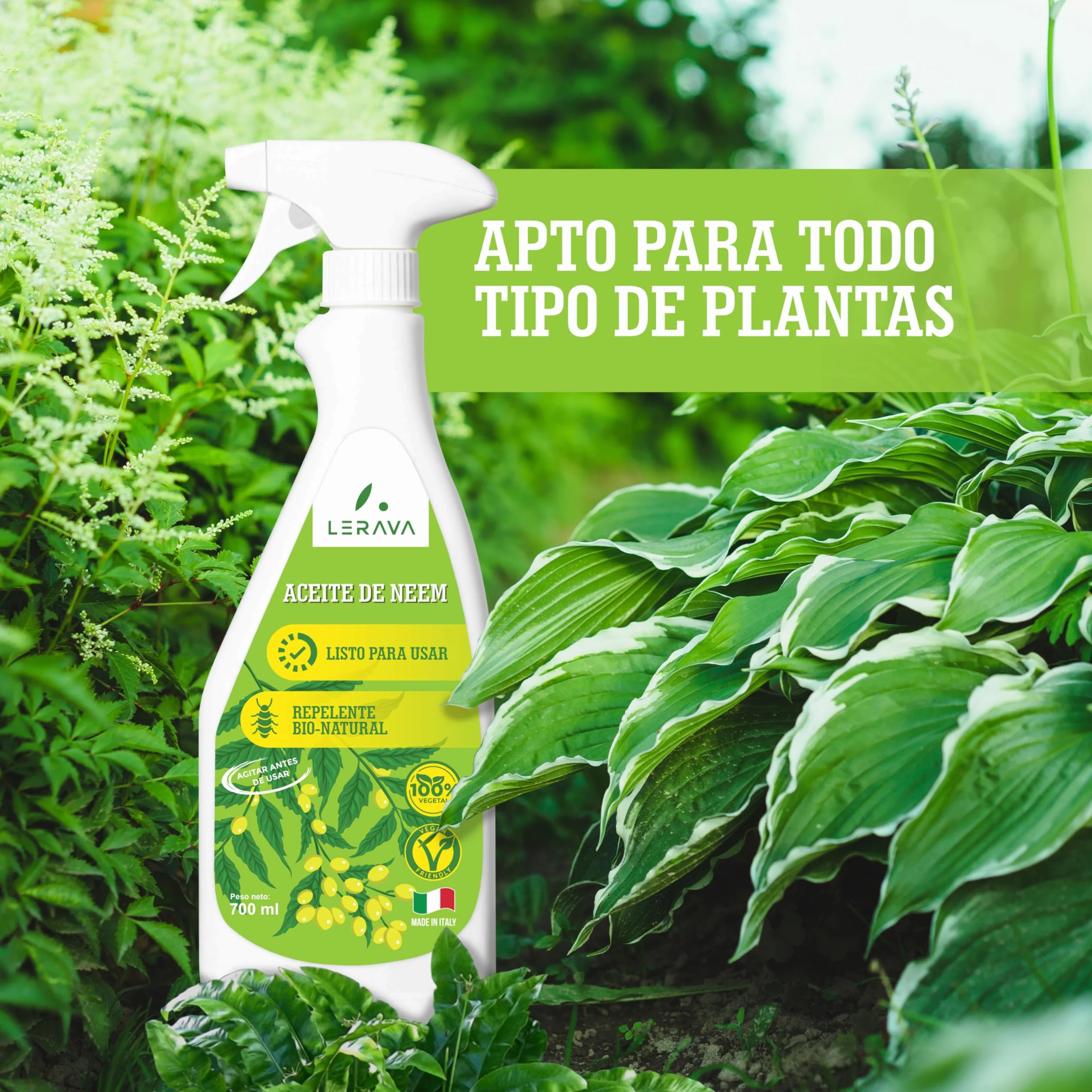 LERAVA Aceite de Neem (700 ml) - Repelente natural para plantas - Emulsionable en agua para hojas y suelo - Protección eficaz contra plagas y mejora del crecimiento saludable
