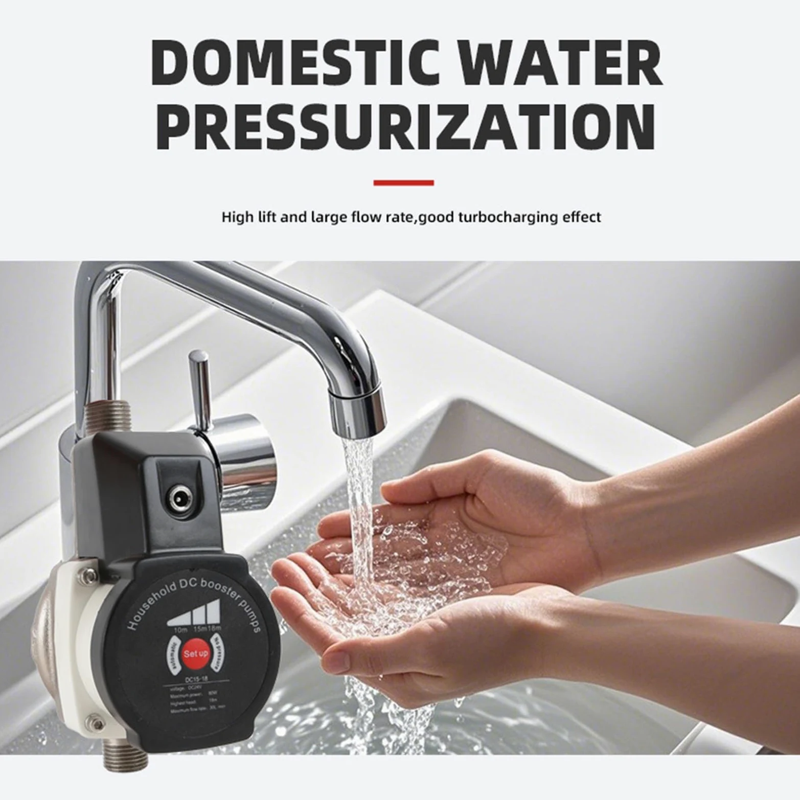 Bomba Elevadora de Presión de Agua Automática para Casa, 80 W de Baja Potencia y Presión Estable de 36,2 PSI, Interfaz NPT de 1/2 Pulgada, Diseño Seguro de bajo Voltaje (Enchufe europeo