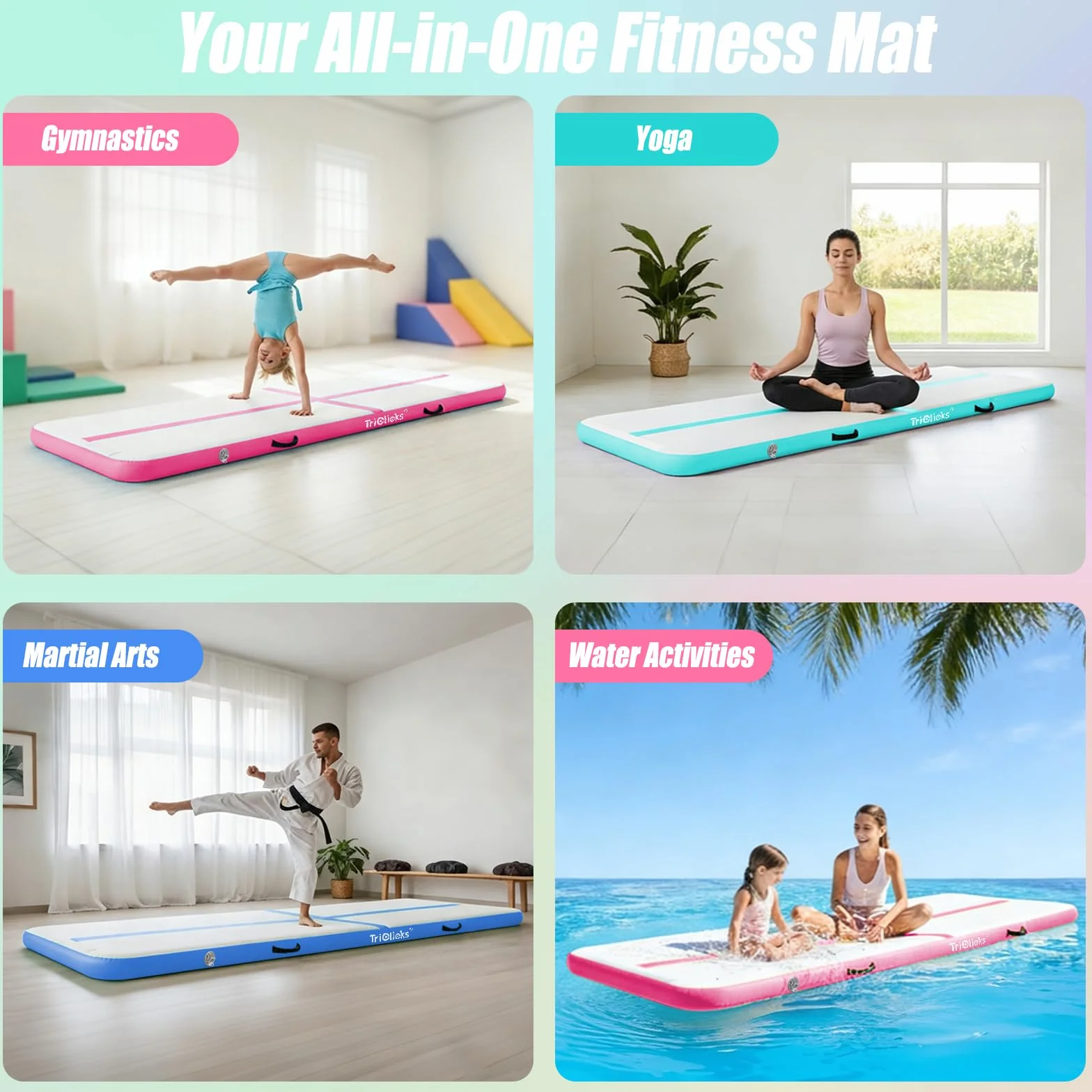 Colchoneta inflable gimnasia 3m 4m 5m Air Matte Tumble Track 10cm