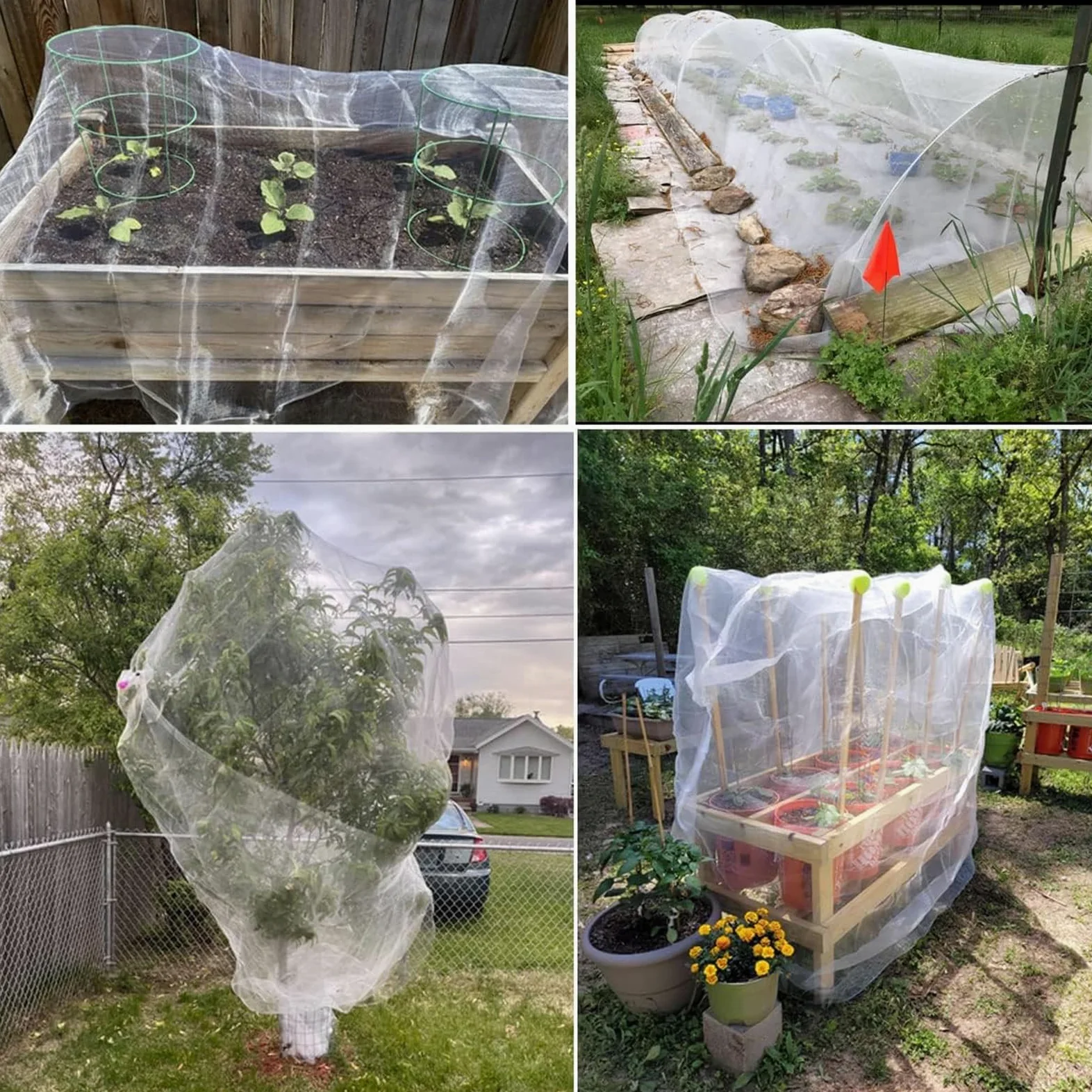 Red de jardín antigranizo resistente a los rayos UV, 4 x 10 m, color blanco, protección de malla ligera para plantas, barrera resistente a los rayos UV, resistente a la intemperie