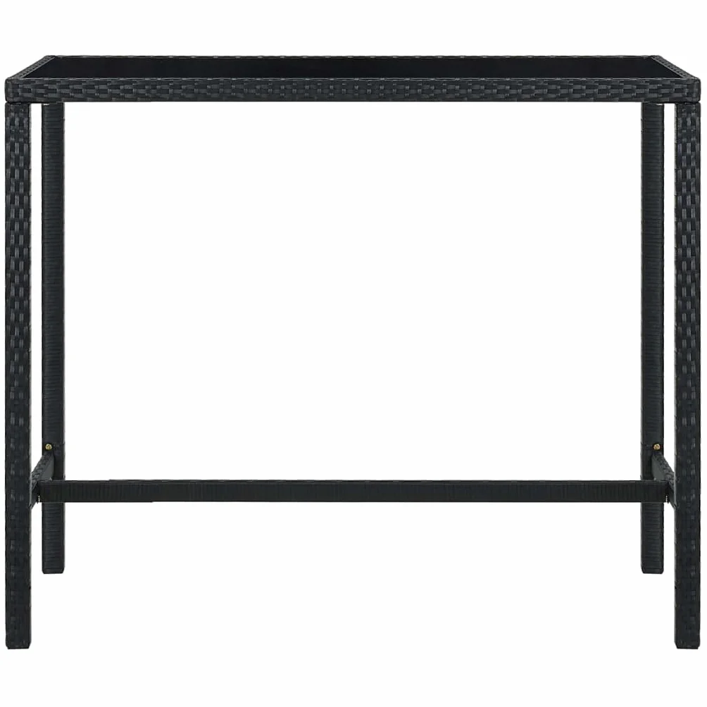 Juego de Muebles de Jardín 7 Piezas con Cojines Ratán PE Negro Conjunto de Bar de Terraza Resistente al Agua Mesa de Patio 130x60x110 cm Estructura de Acero Taburete de Bar