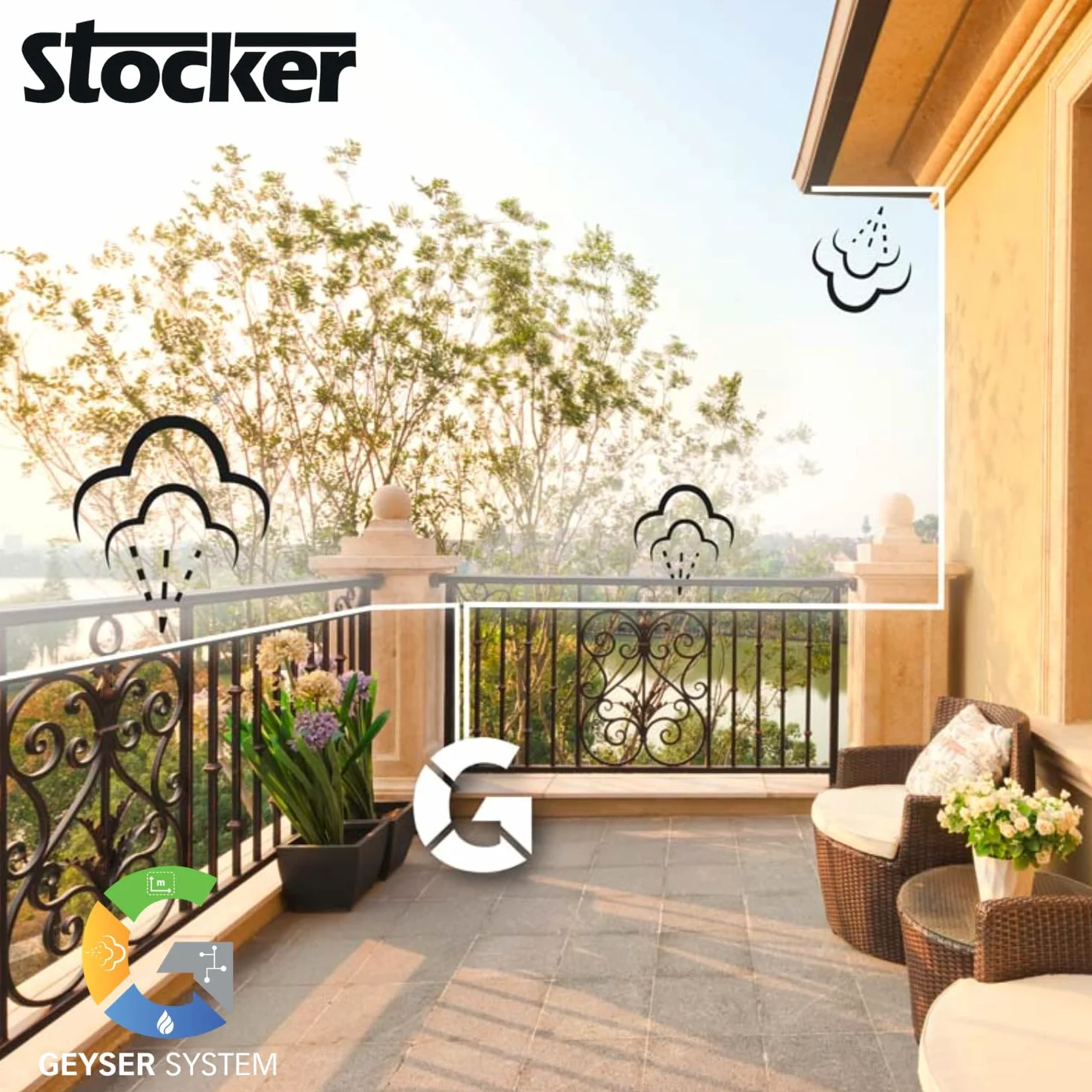STOCKER - Kit Base Geyser 25m de tubo, 10 boquillas, 10 empalmes en T, 3 tapones de cierre