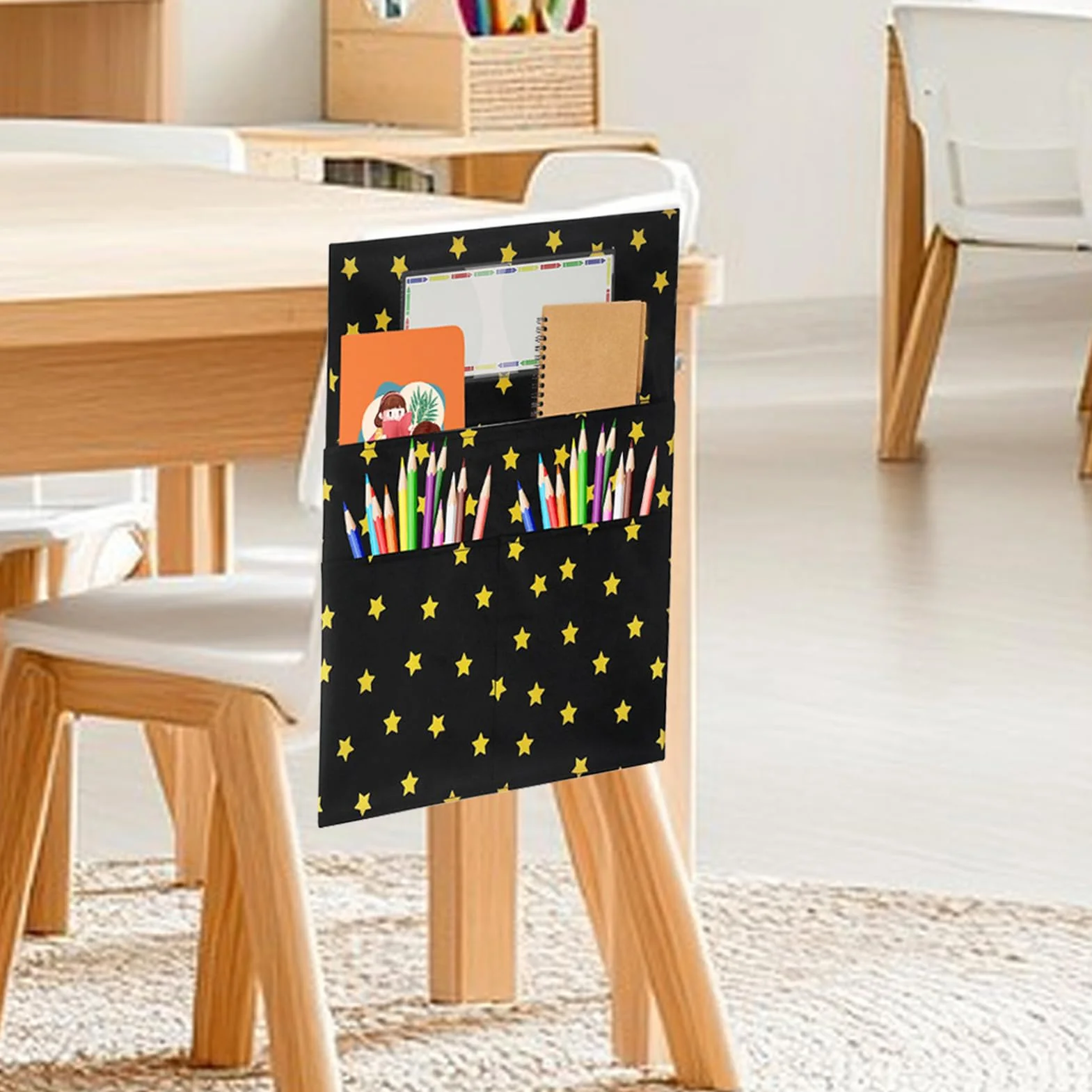 Organizador De Bolsillos Para Sillas De Clase Escolar Suministros Lectura Maestros Biblioteca