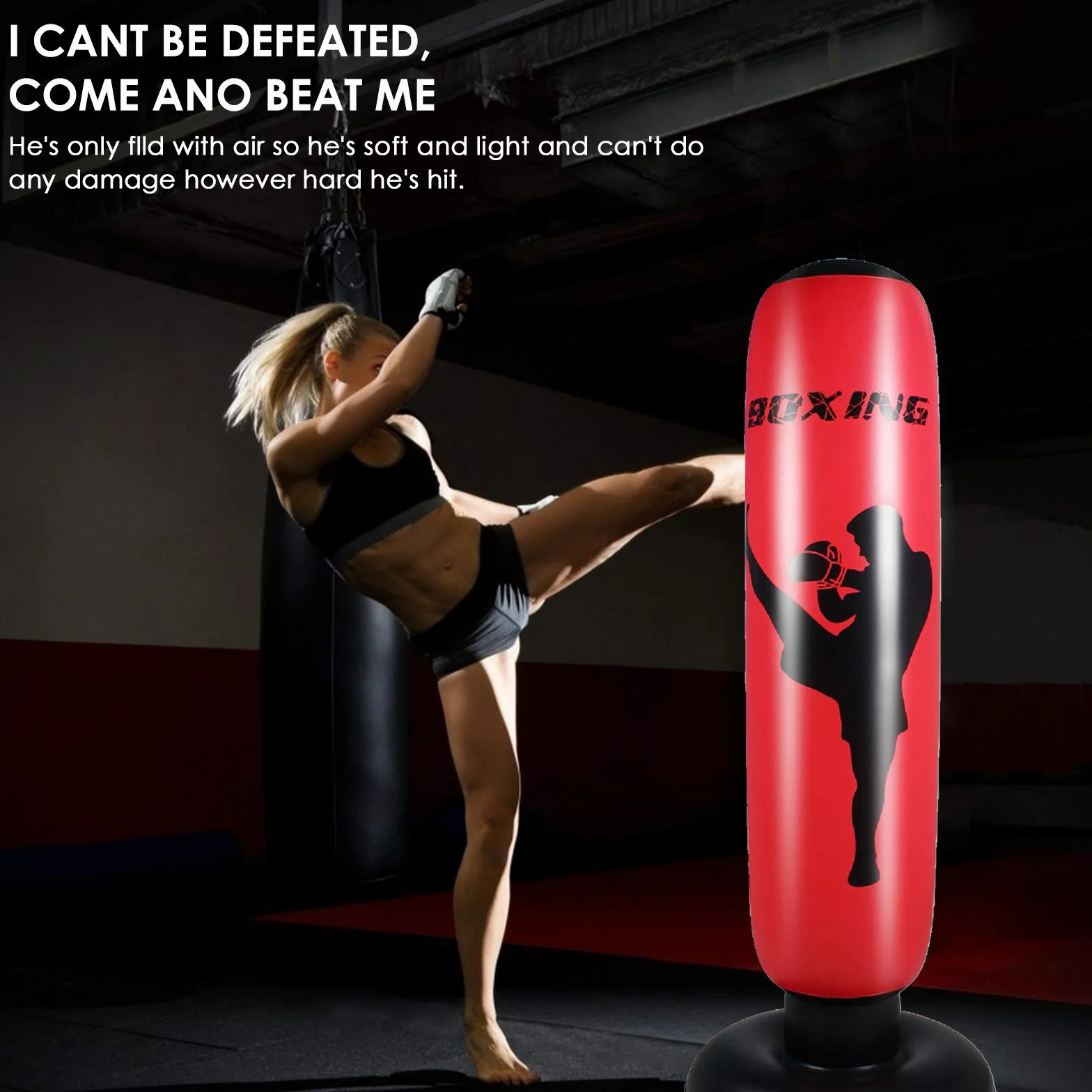 Saco de Boxeo Haokaini 170 cm Inflable de Pie para Fitness y Aliviar el Estrés